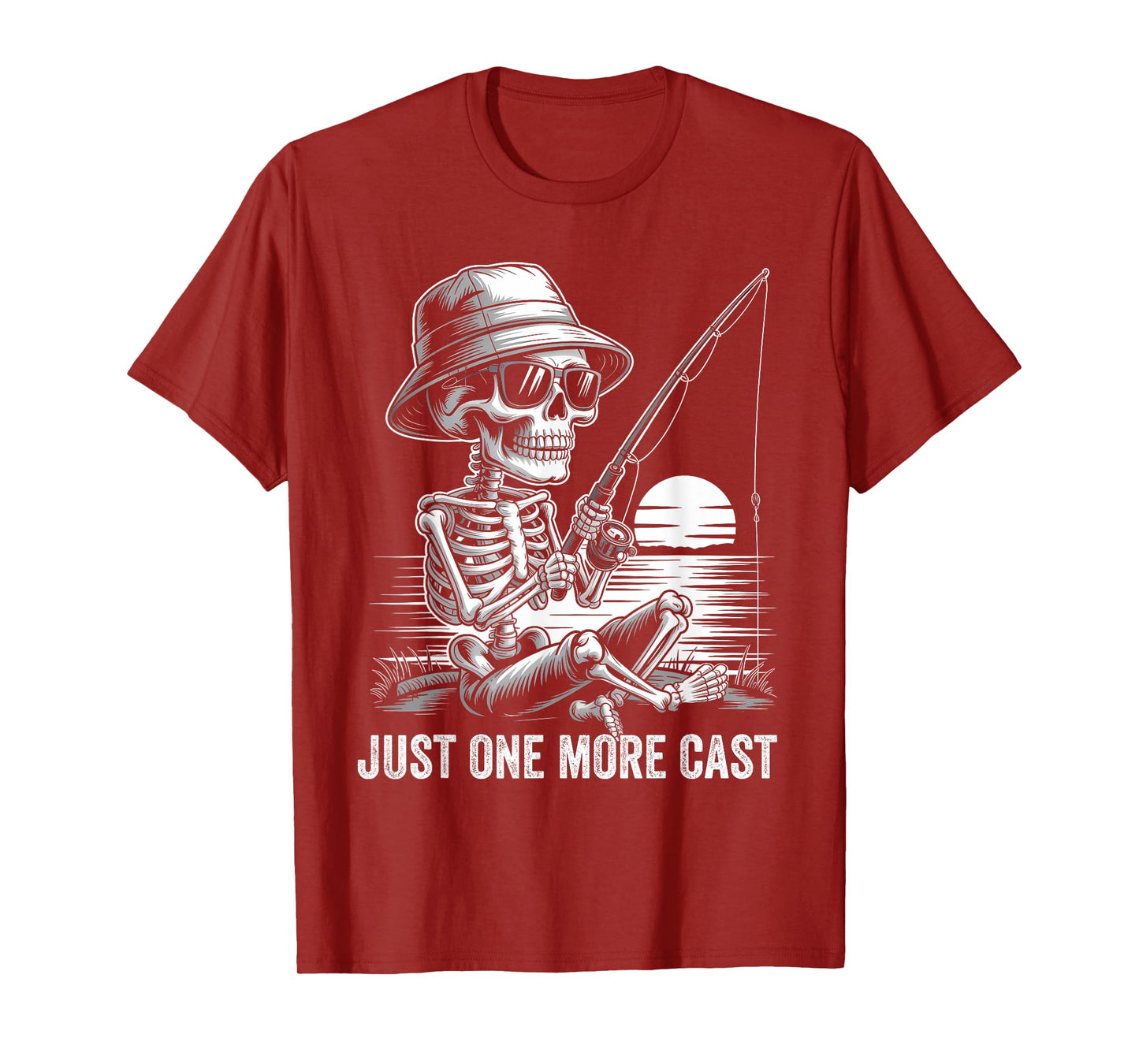 Mens Skeleton Fishing Just One More Cast Humor Gifts Fisherman T-Shirt