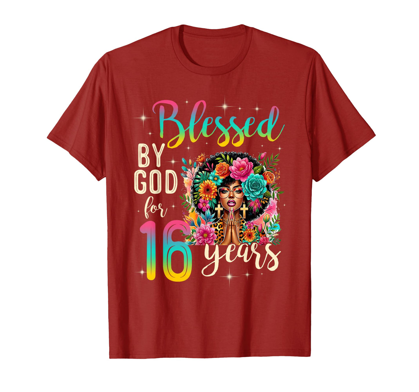 Black Girl Blessed by God for 16 Years Christian Birthday T-Shirt