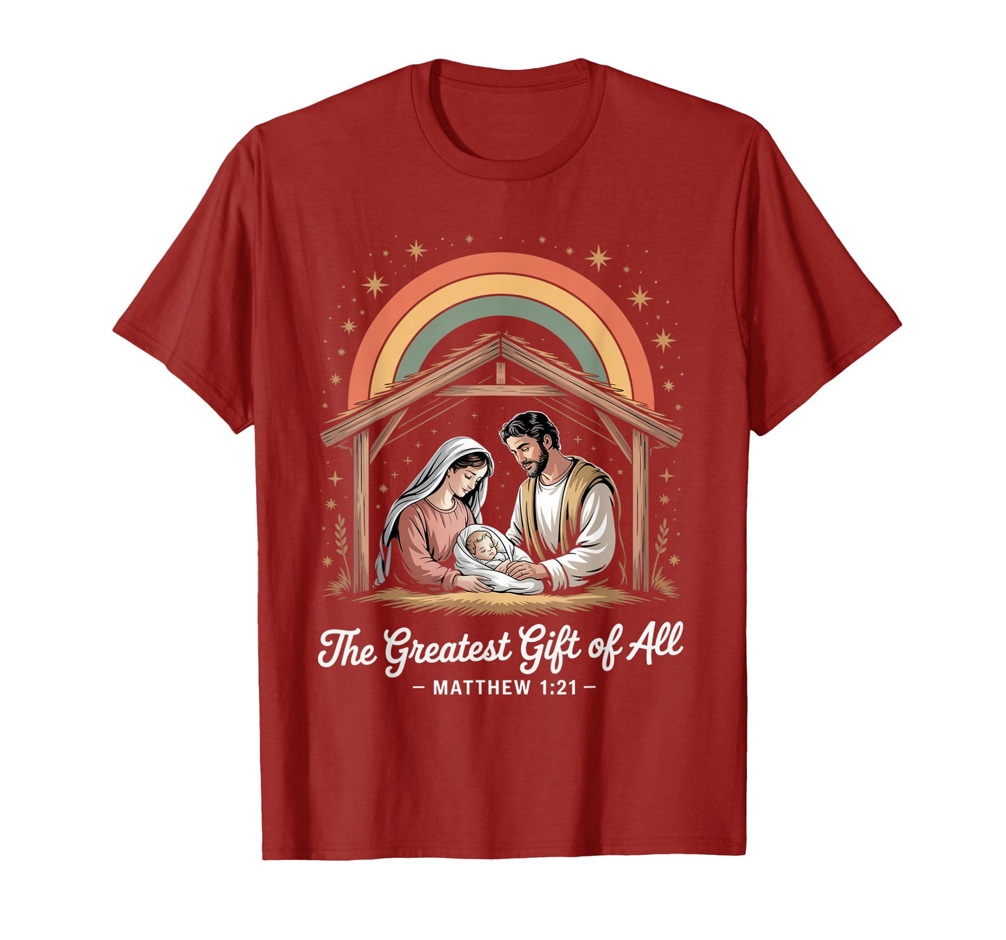 Jesus Nativity Scene Greatest Gift of All Christmas Faith T-Shirt