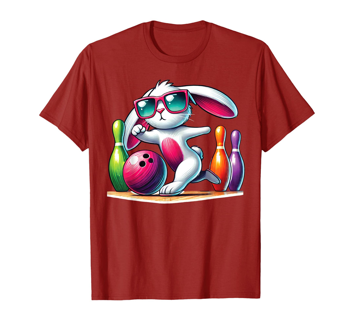 Bowling ball & pins Bunny ear Egg Hunting Easter Bowling T-Shirt