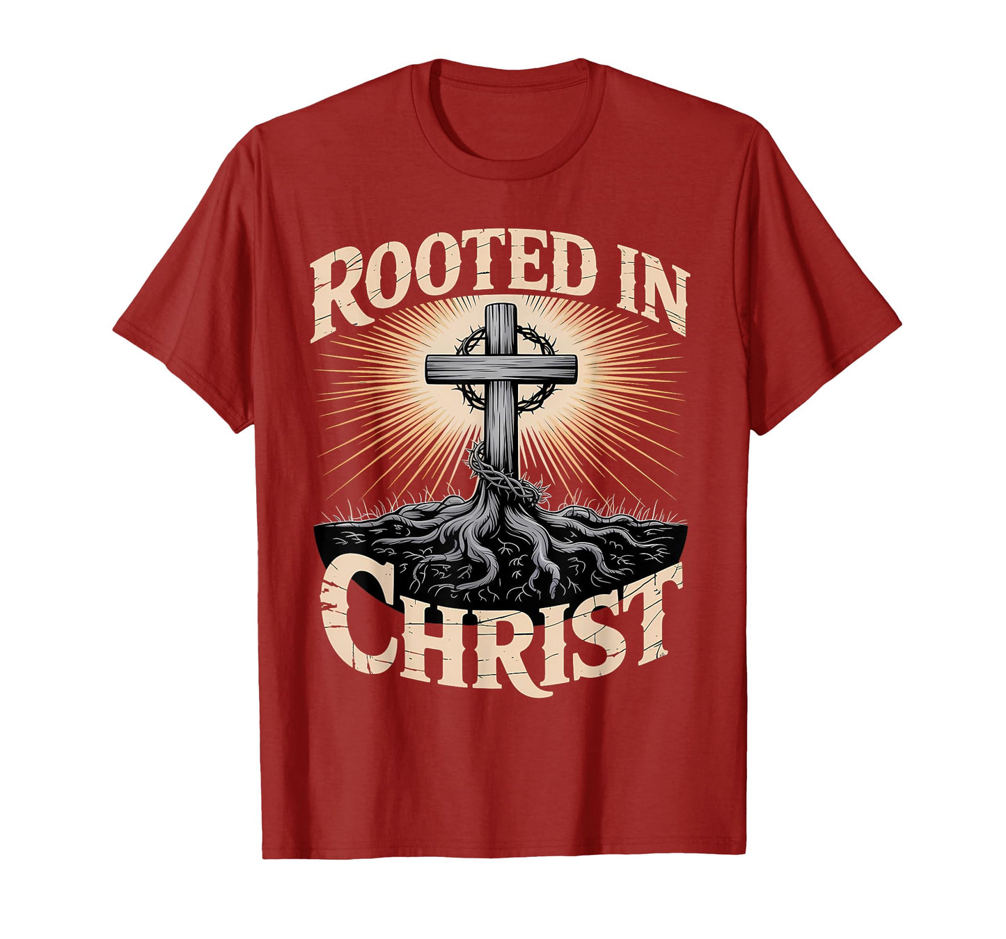 Rooted in Christ Christian Faith Jesus Cross T-Shirt