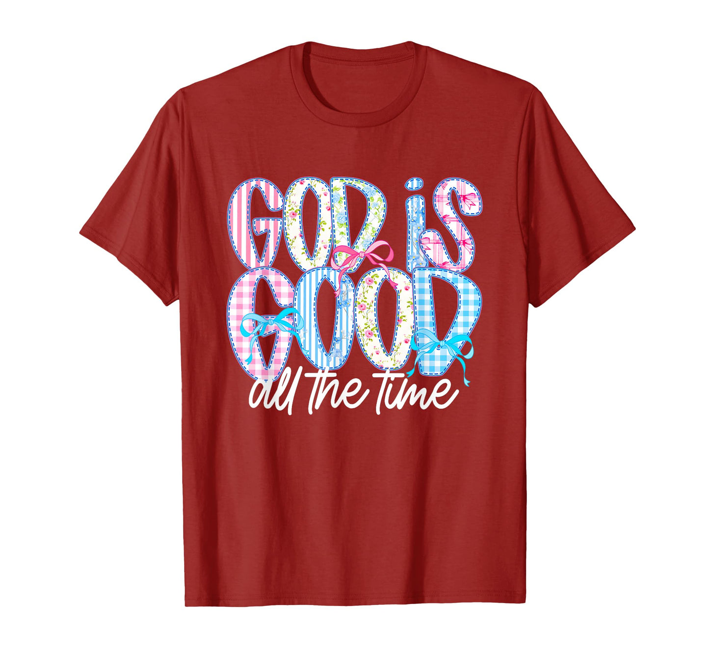 Cute Christian God Is Good All The Time Jesus Coquette Bow T-Shirt