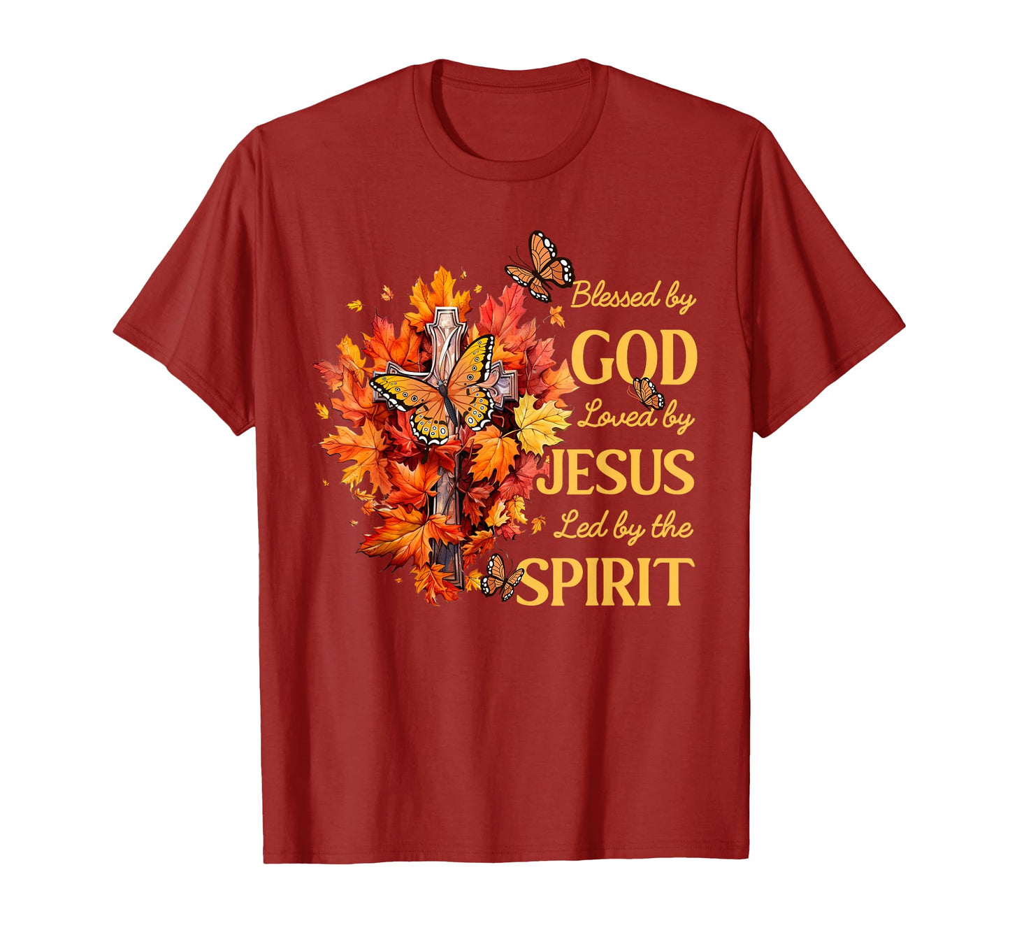 Christian Lover Thanksgiving Blessed by God Loved by Jesus T-Shirt