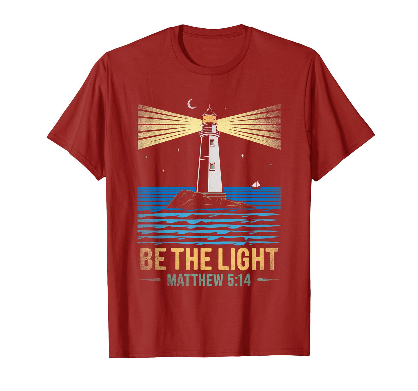 Retro Vintage Lighthouse Bible verse Christian shirt T-Shirt