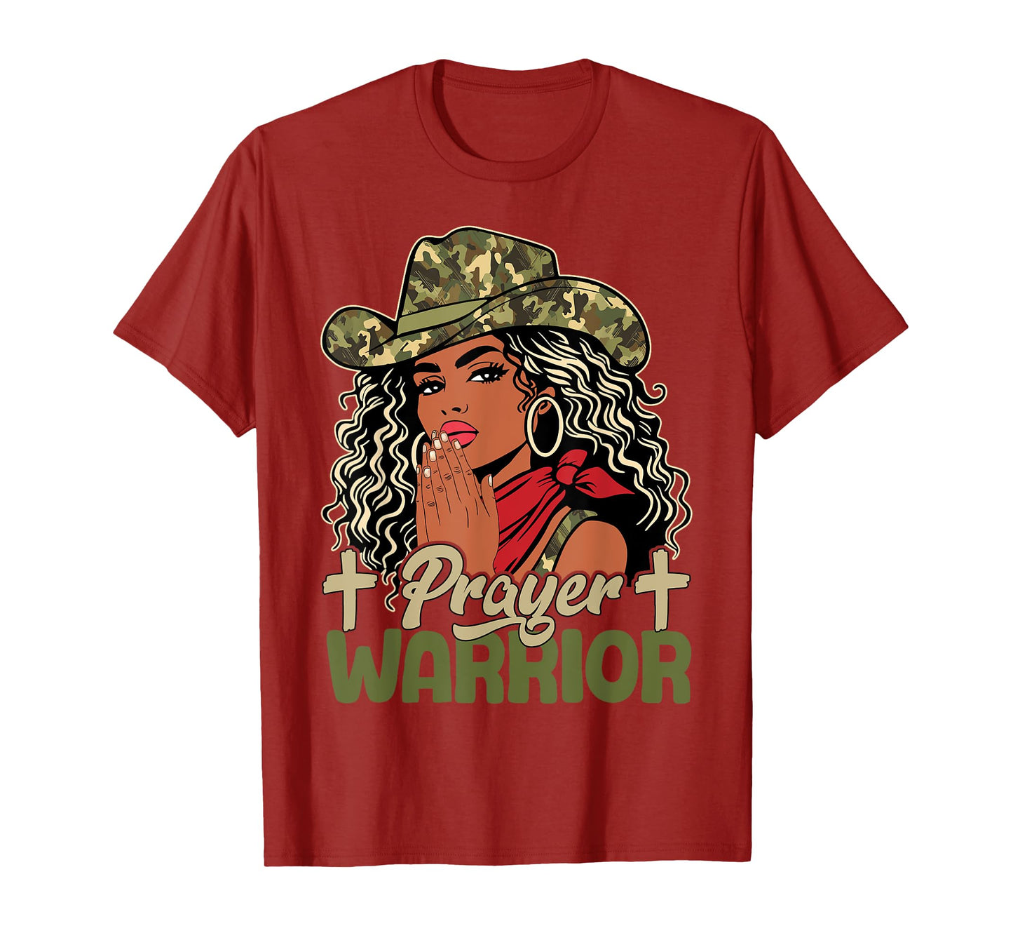 Prayer Warrior Black Cowgirl Praying Western Christian Camo T-Shirt