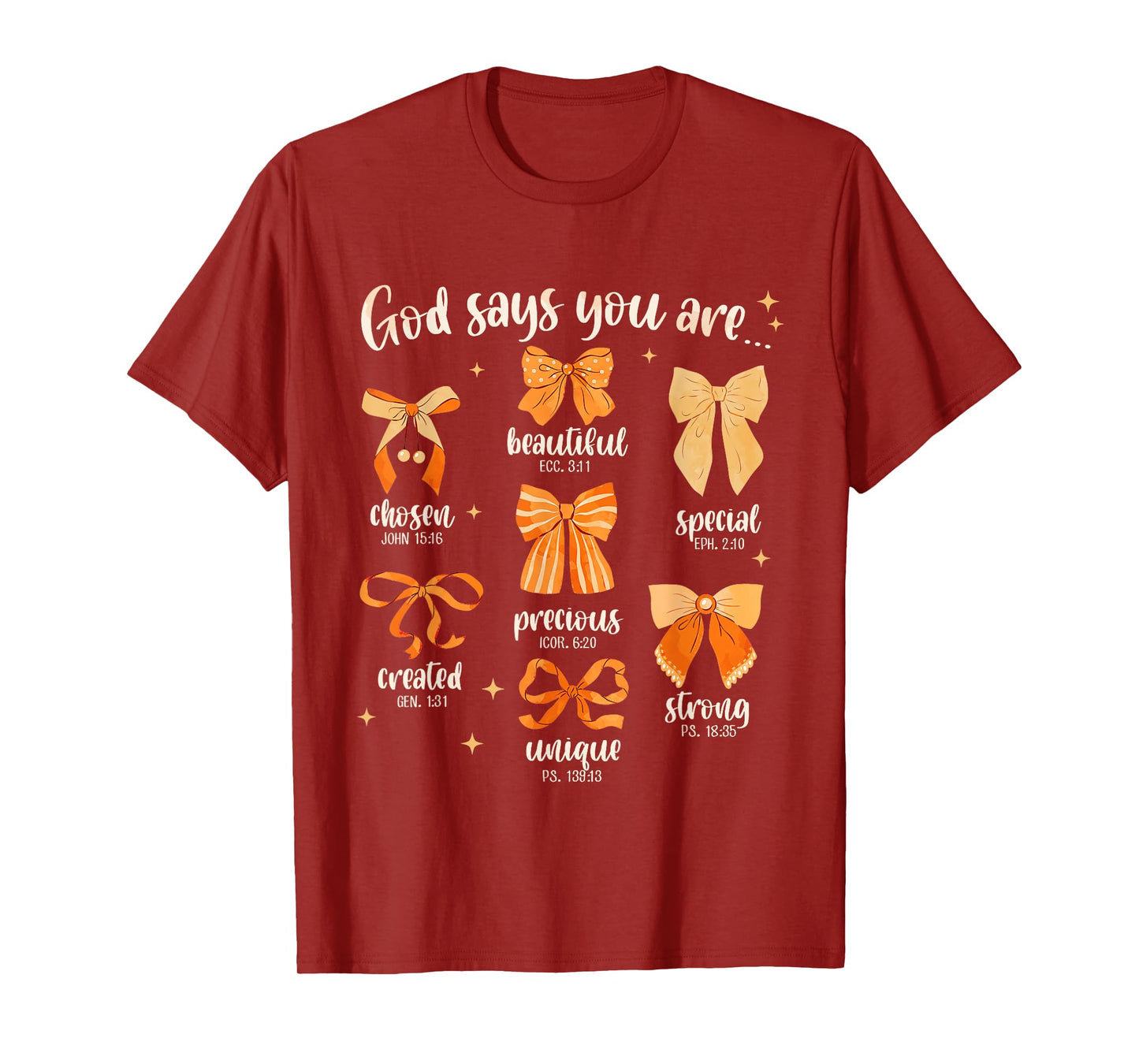 God Says You are Christian Bible Coquette Bow Thanksgiving T-Shirt