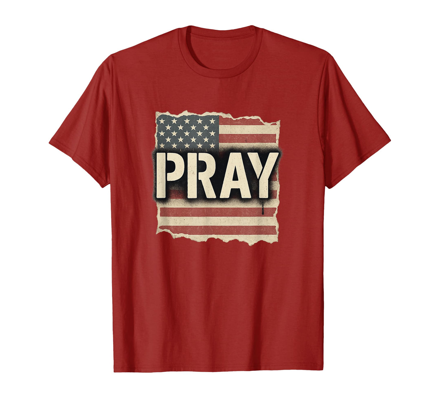 Pray Over America Patriotic Christian Flag Design - Prayer T-Shirt
