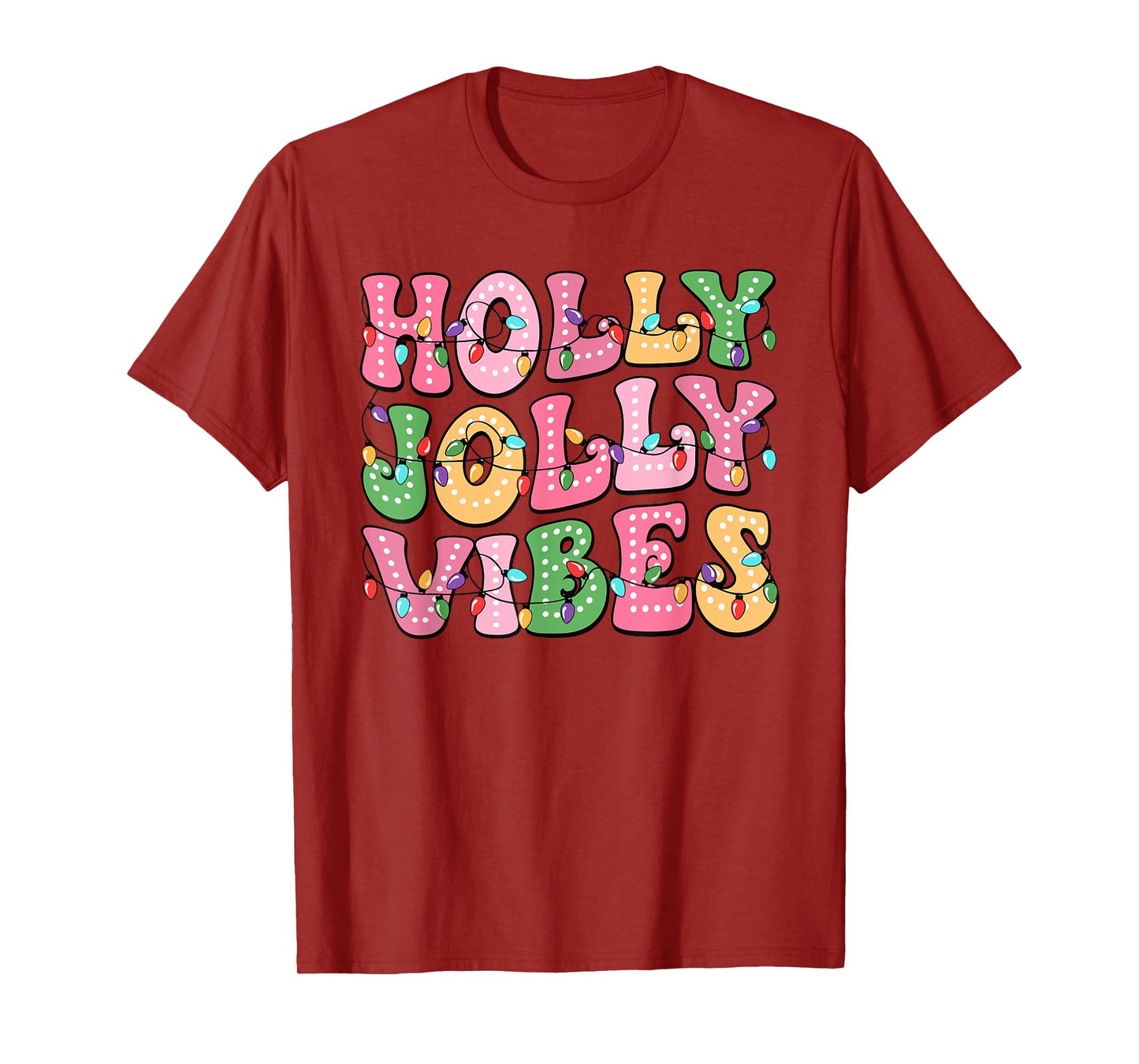 Groovy Holly Xmas Jolly Vibes Pink Christmas Xmas Men Women T-Shirt