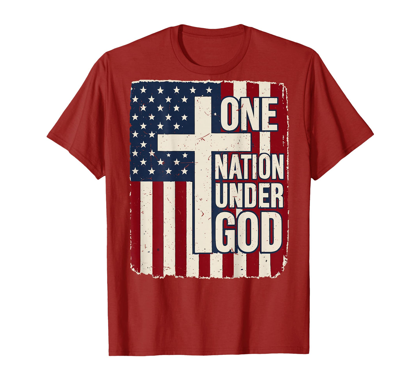 Back One Nation Under God American Flag Christian Patriotic T-Shirt