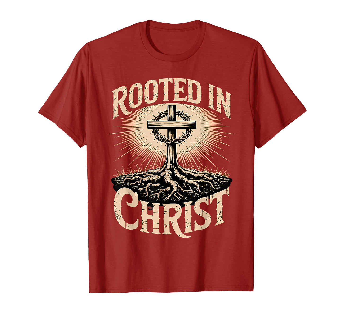 Rooted in Christ Christian Faith Jesus Cross T-Shirt