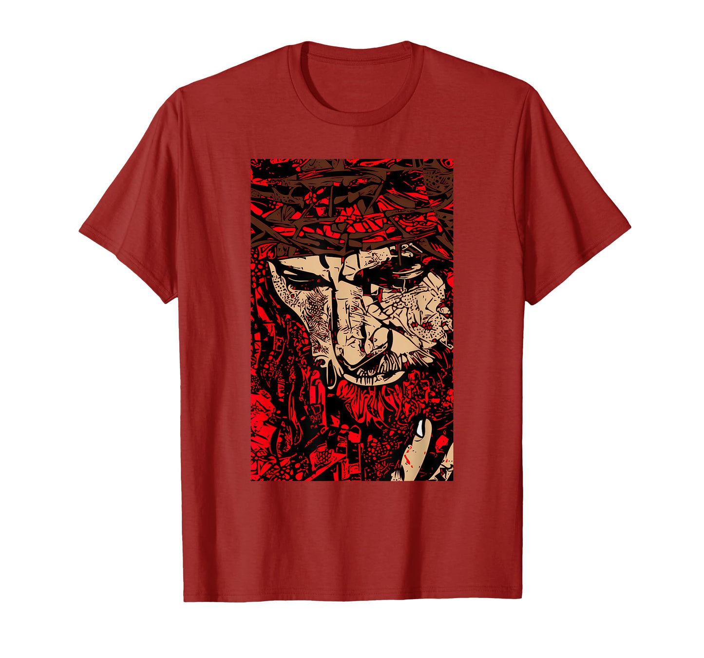 Jesus Funny Face of Jesus with Crown of Thorn Graphic T-Shirt