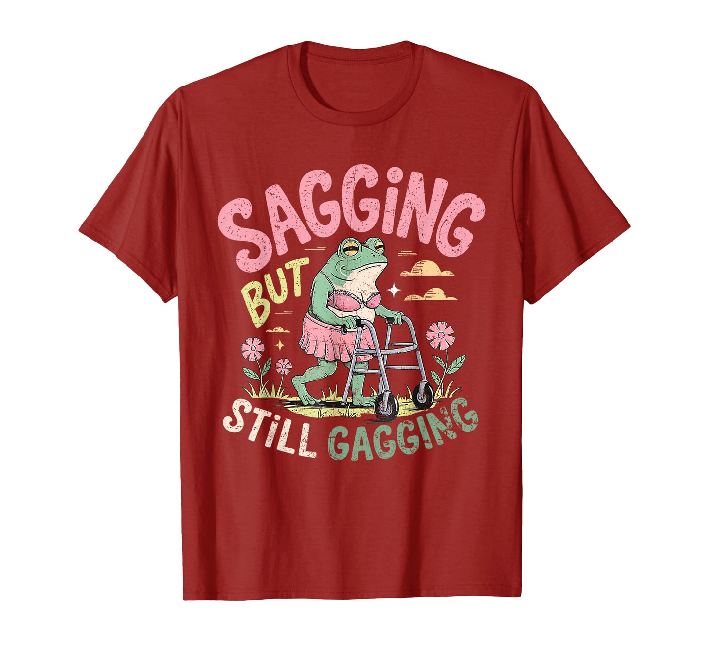 Sagging But Still Gagging Frog Funny Vintage Meme Cringe T-Shirt