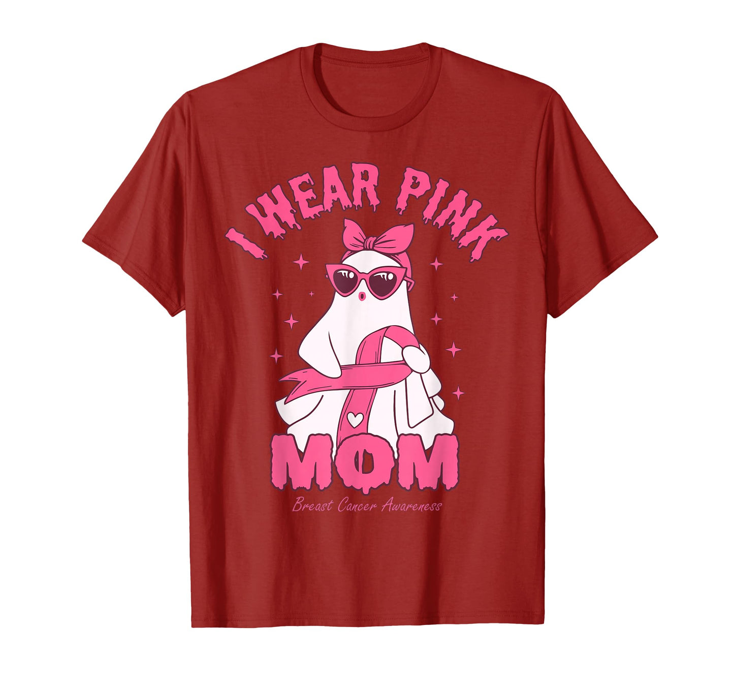 I Wear Pink for My Mom Boo Ghost Breast Cancer Awareness T-Shirt