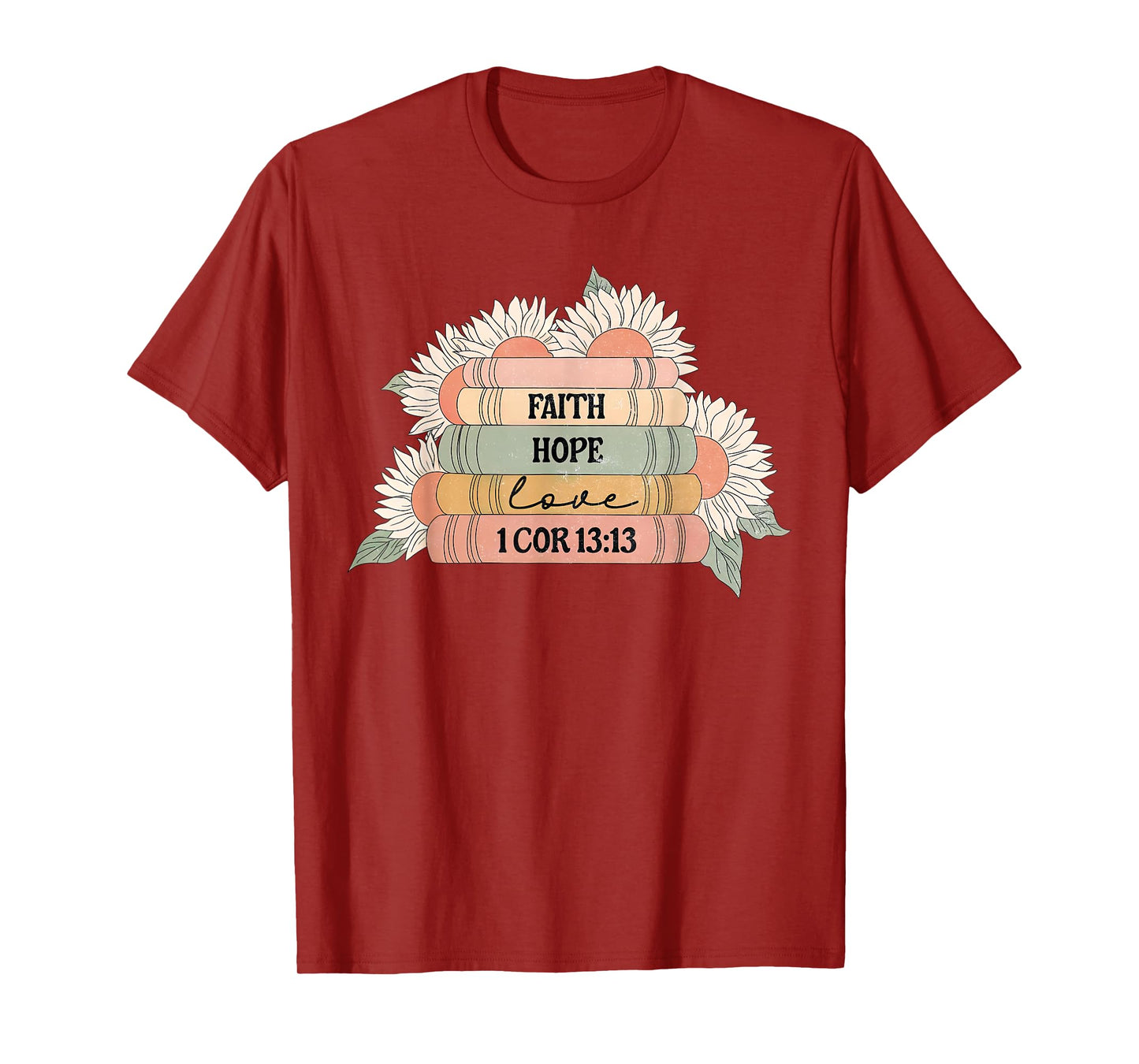 Vintage Sunflower Book Faith Hope Love Bookish Christian T-Shirt