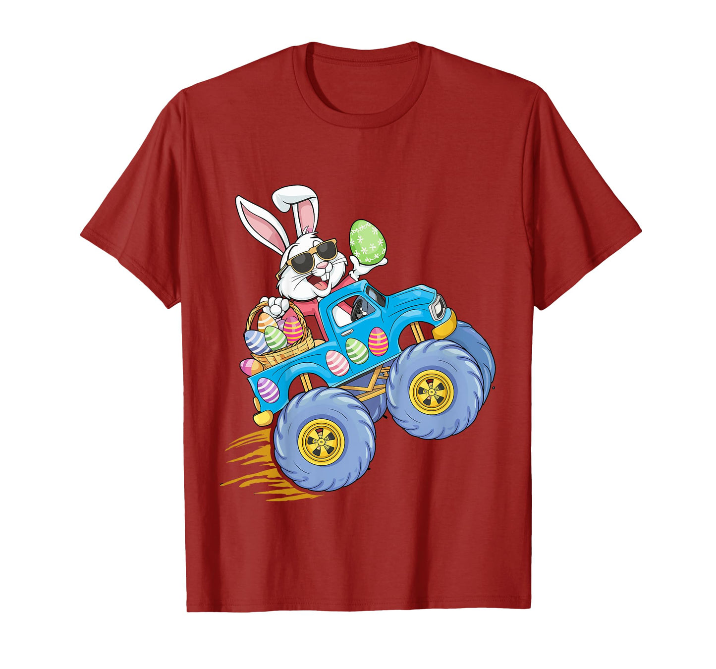 Kids Easter bunny riding monster truck for egg hunting kids T-Shirt