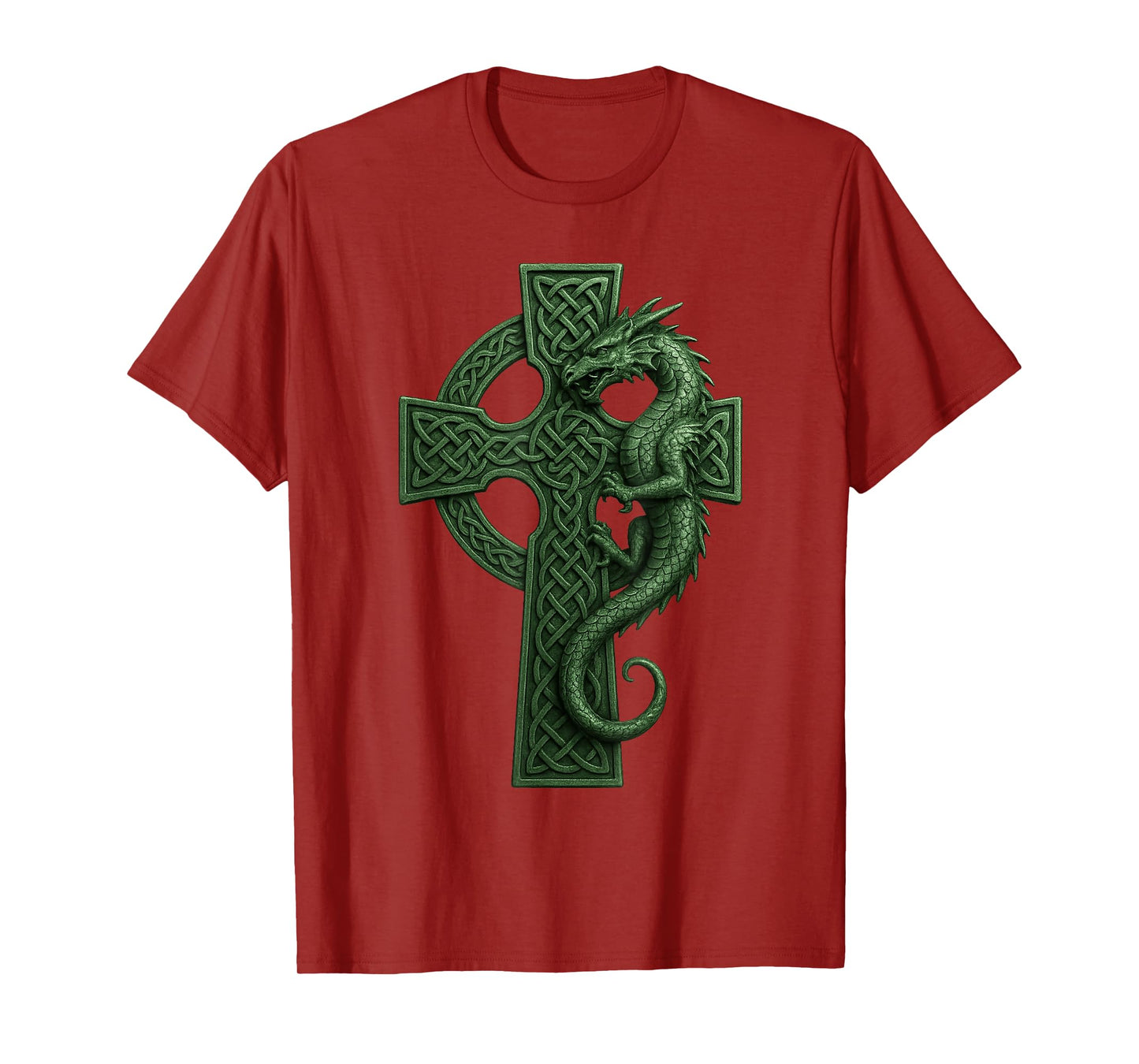 Irish Christian Celtic Cross with Dragon - Celtic Knot T-Shirt
