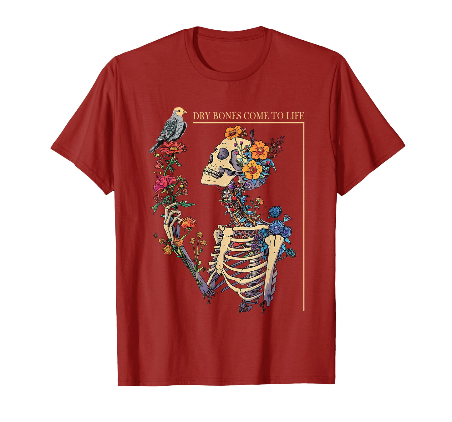 Flower Skeleton Dry Bones Come To Life Floral T-Shirt