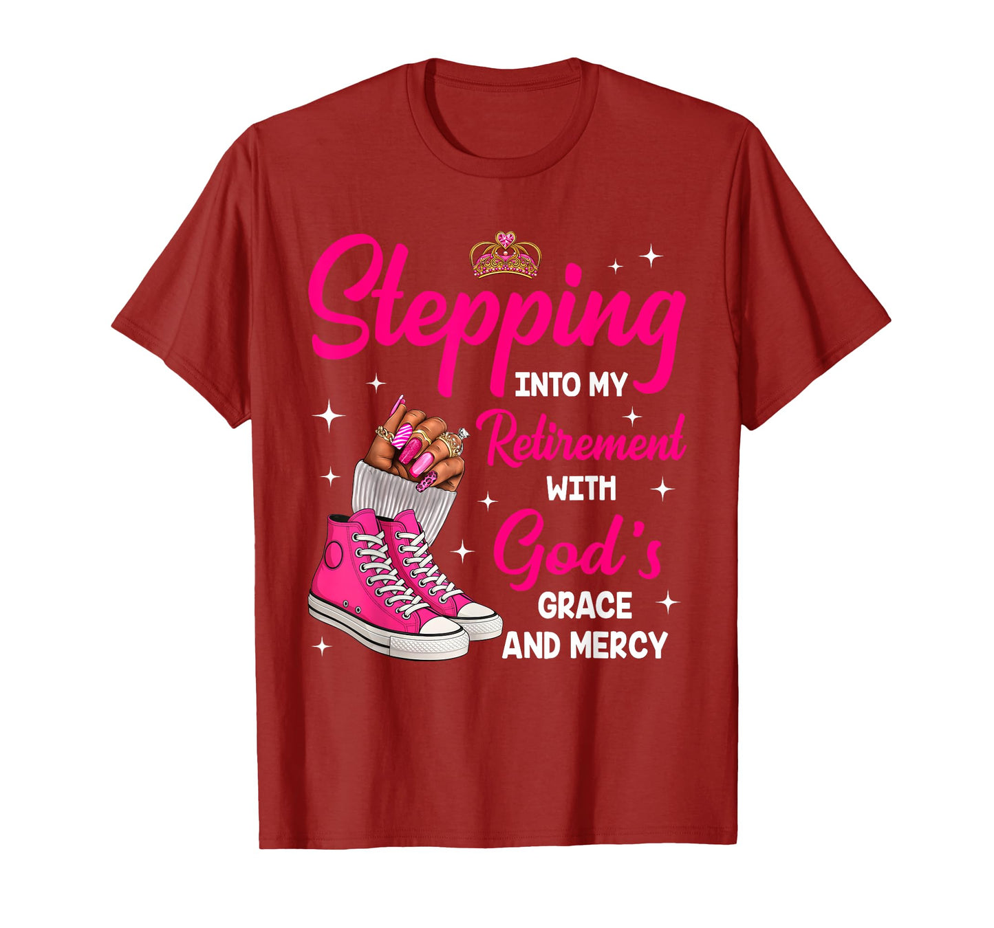 Stepping Into My Retirement Afro Woman Melanin Queen T-Shirt