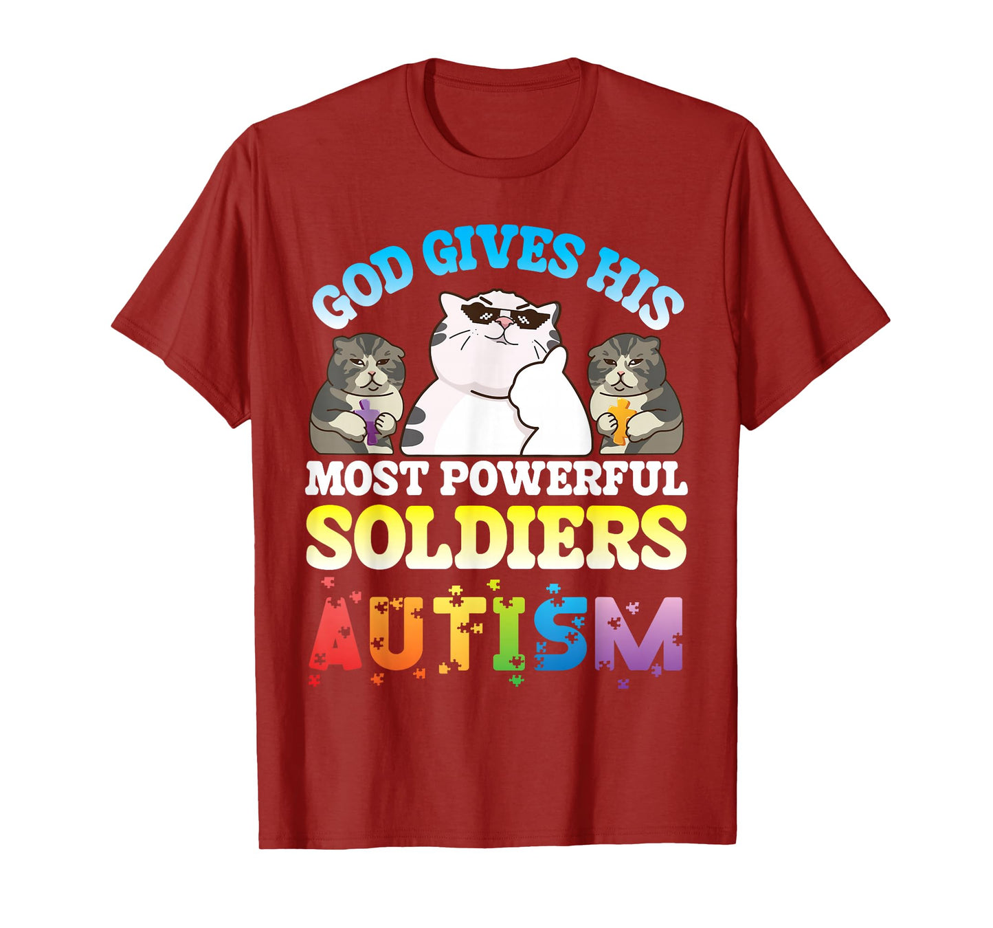 God Gives His Strongest Soldiers Autism Cute Cats Together T-Shirt