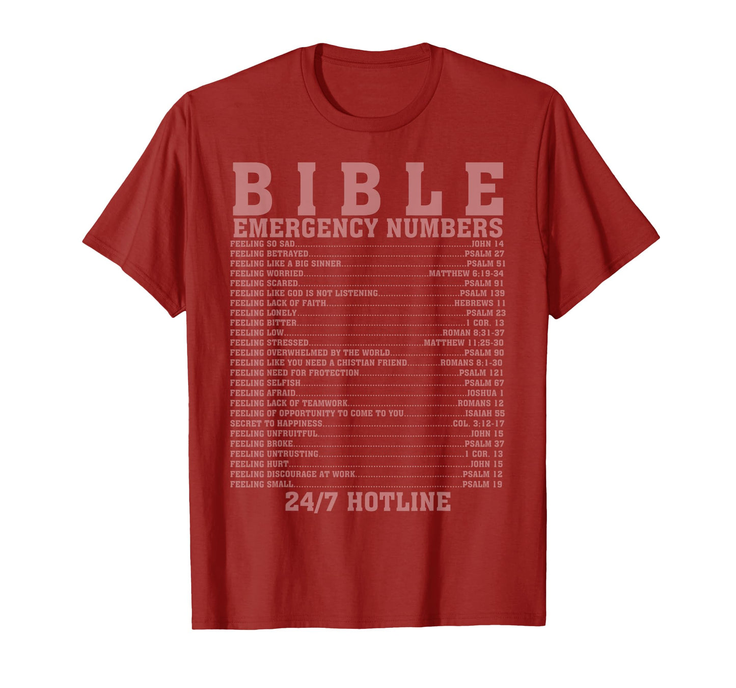 Funny Bible Emergency Numbers Gift Men Women Cool Christian T-Shirt