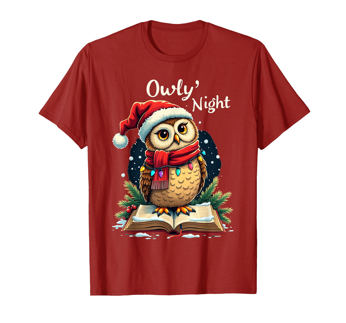 Owly Night Christmas Owl Snowflakes Bible Christian Religion T-Shirt