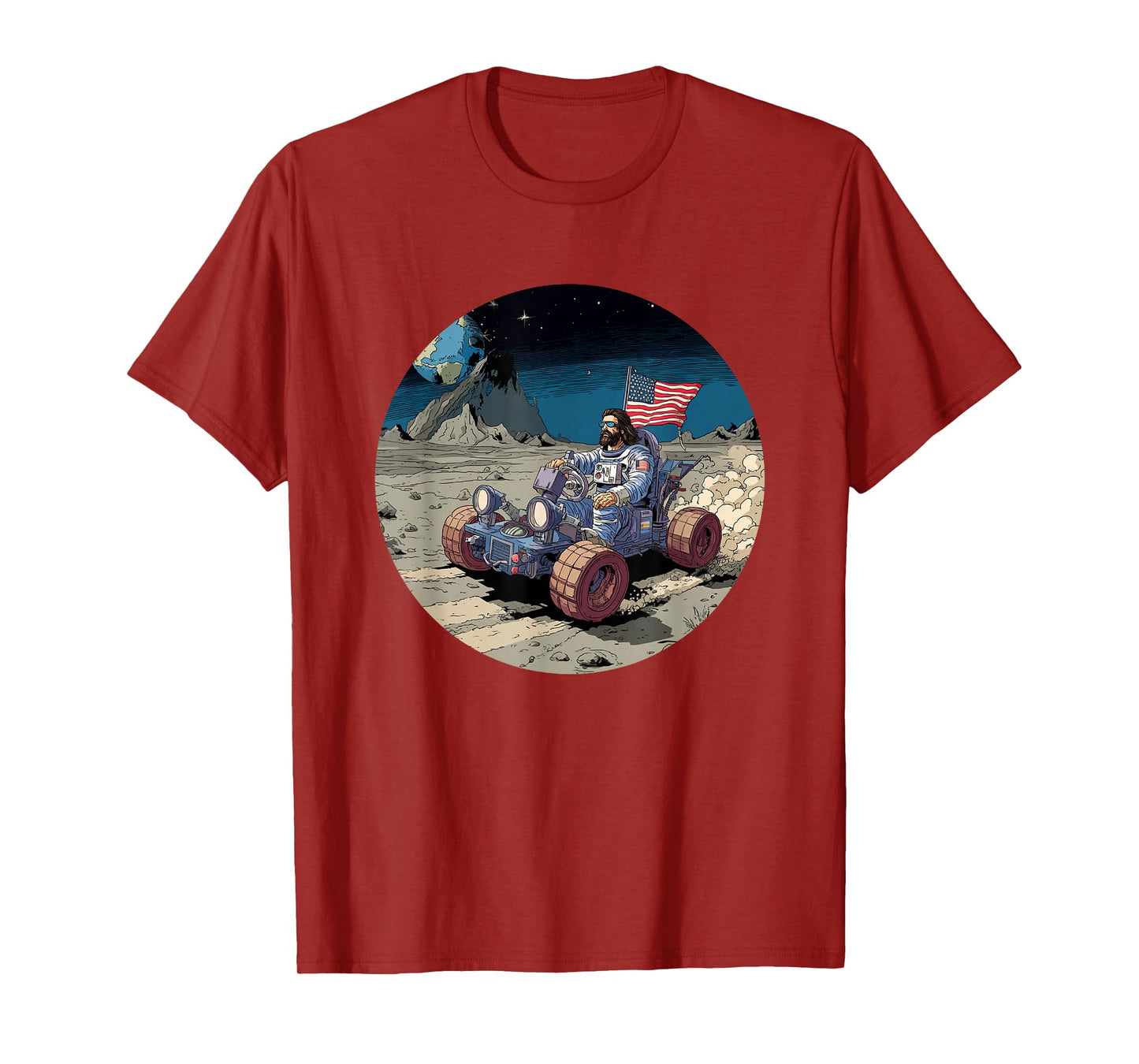 Funny Moon Vehicle with Jesus Christ Costume T-Shirt