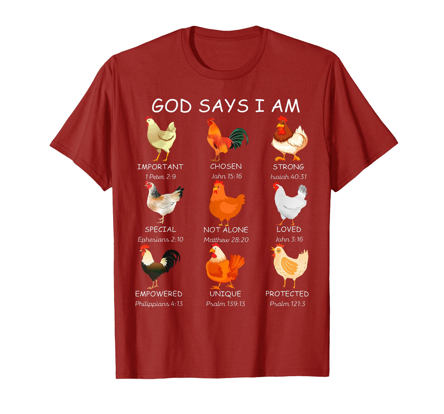 Farm Christian God Says I Am Chickens Bible Verse Religious T-Shirt
