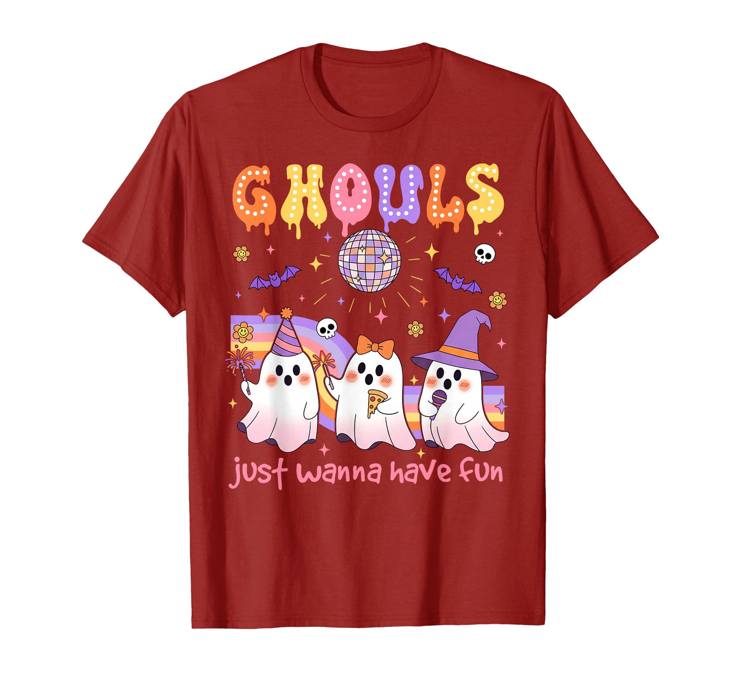 Dancing Ghost Ghouls Just Wanna Have Fun Halloween Groovy T-Shirt