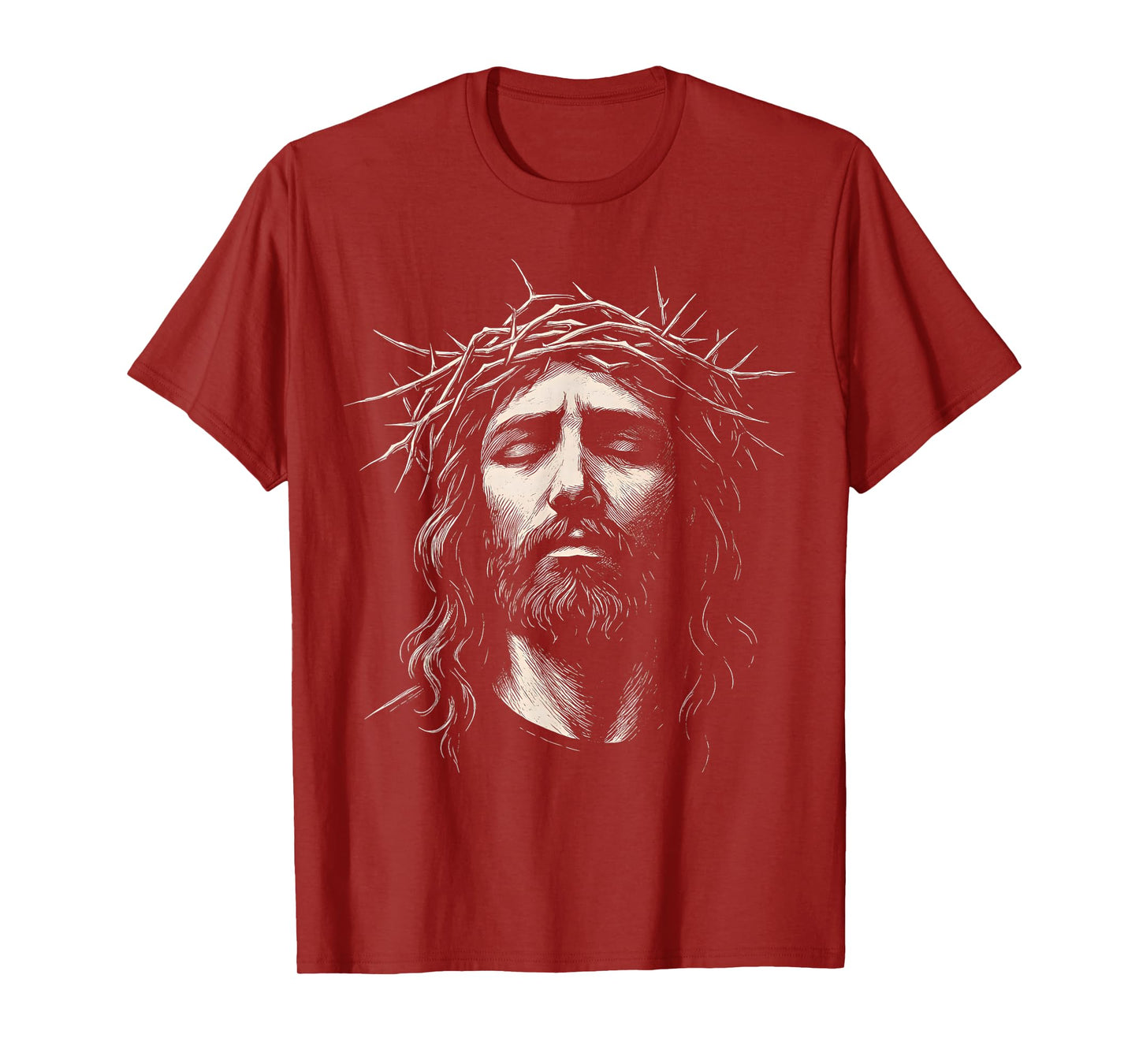 HUGvyn Jesus Christian Face Crown of Thorns Religious Faith T-Shirt