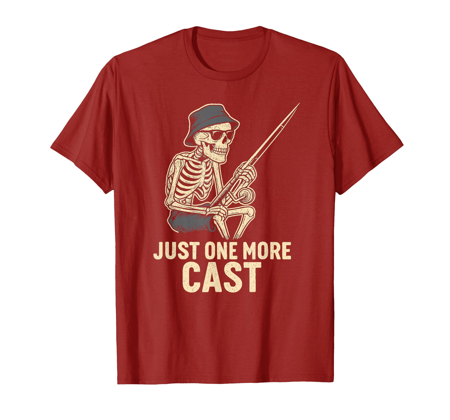 Funny Skeleton Fishing Tee Just One More Cast Quote T-Shirt