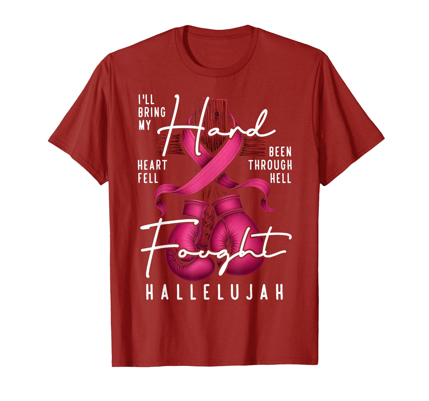 Breast Cancer Awareness Christian Hard Fought Hallelujah God T-Shirt