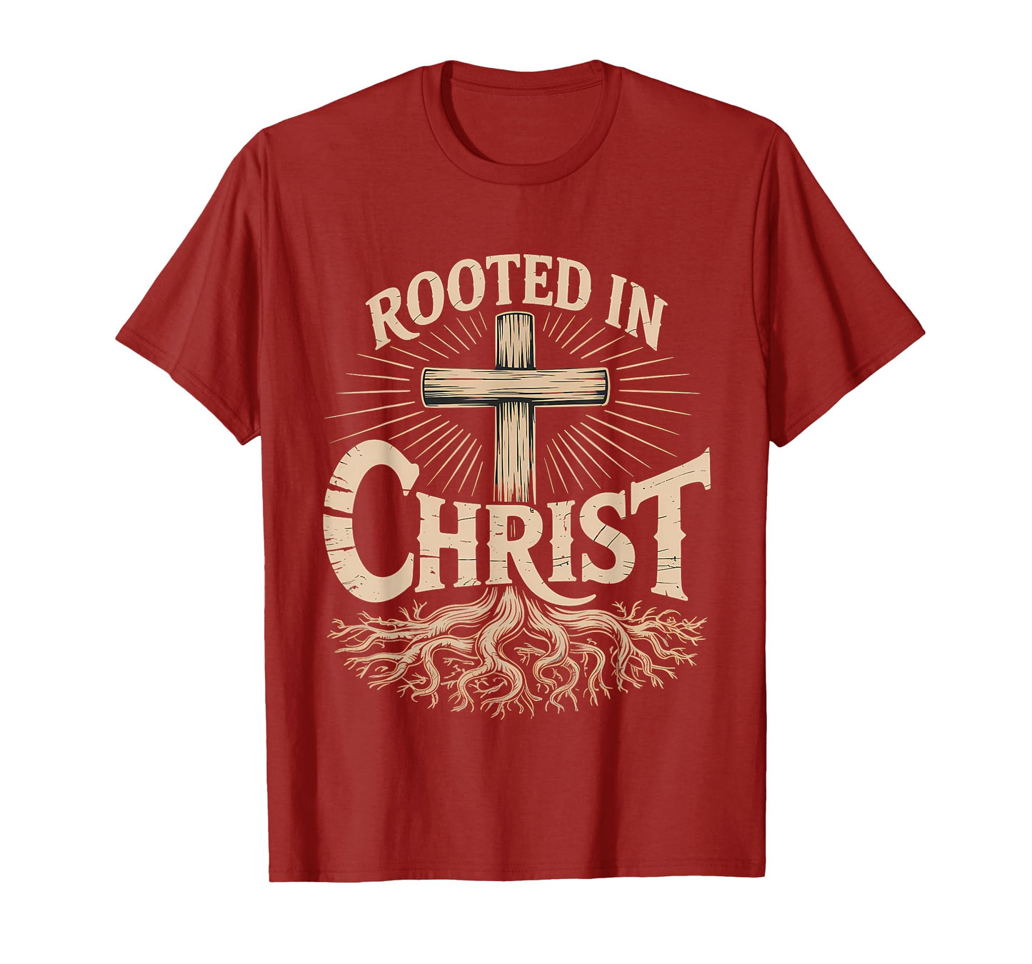 Rooted in Christ Christian Faith Jesus Cross T-Shirt