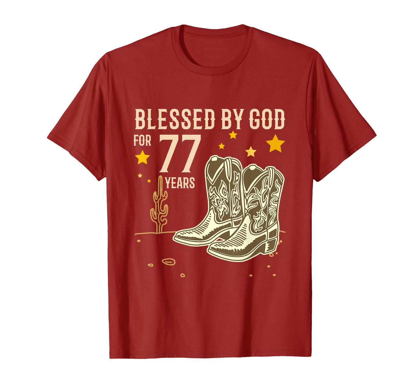 Vintage Blessed by God for 77 Years Cowboy 77th Birthday Men T-Shirt