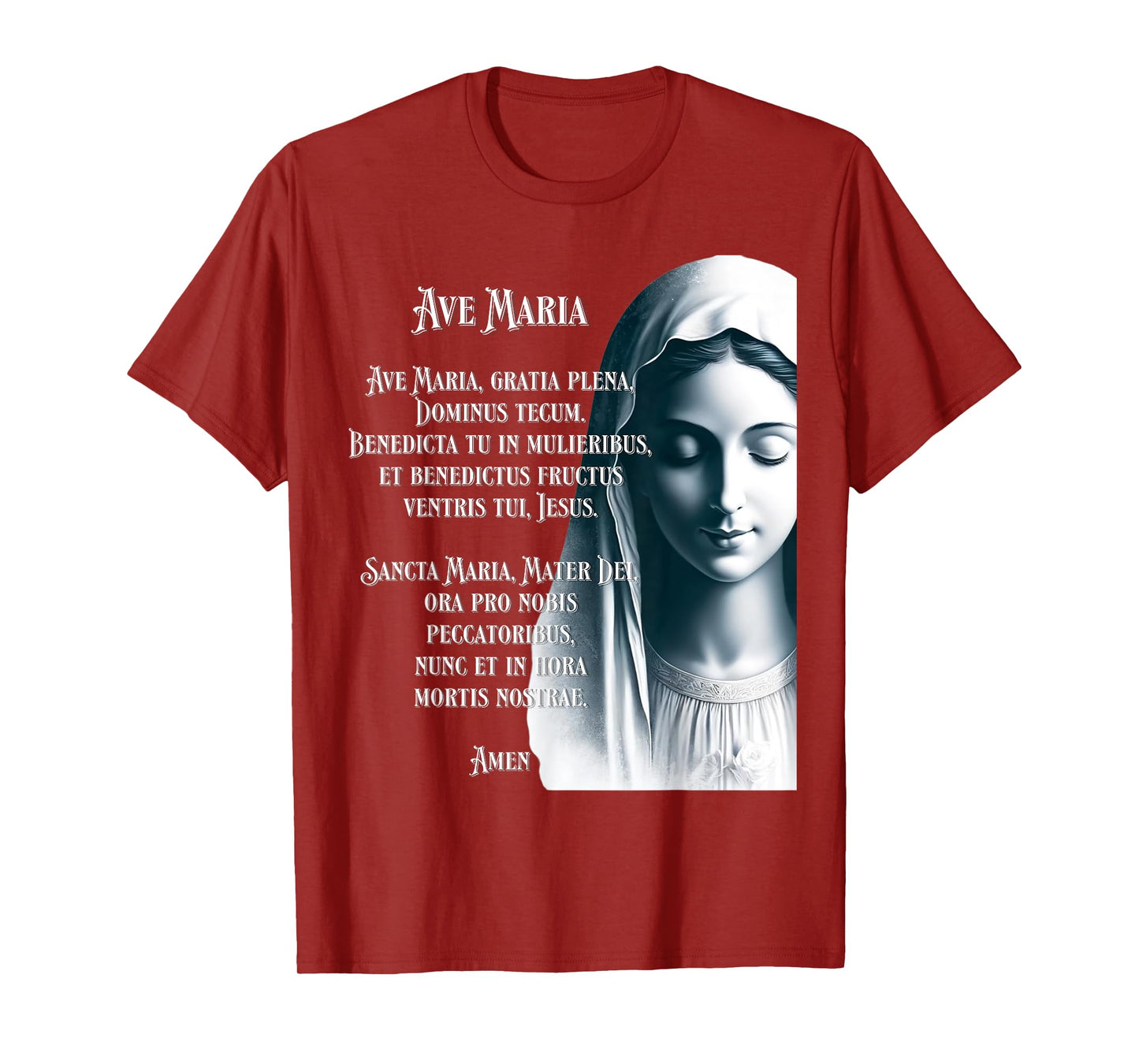 Latin Hail Mary Blessed Mother Rosary Prayer T-Shirt