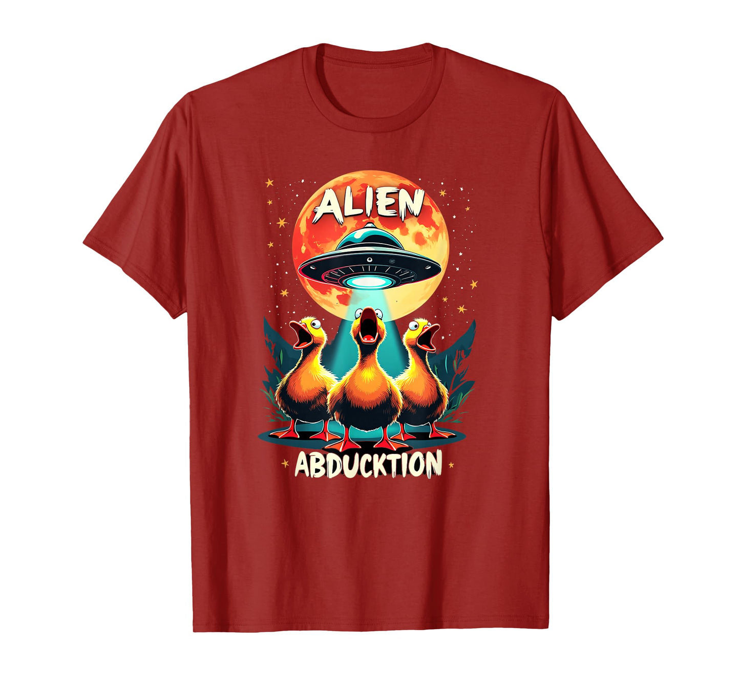 Funny Ducks UFO Abduction - Alien AbDUCKtion Word Joke T-Shirt