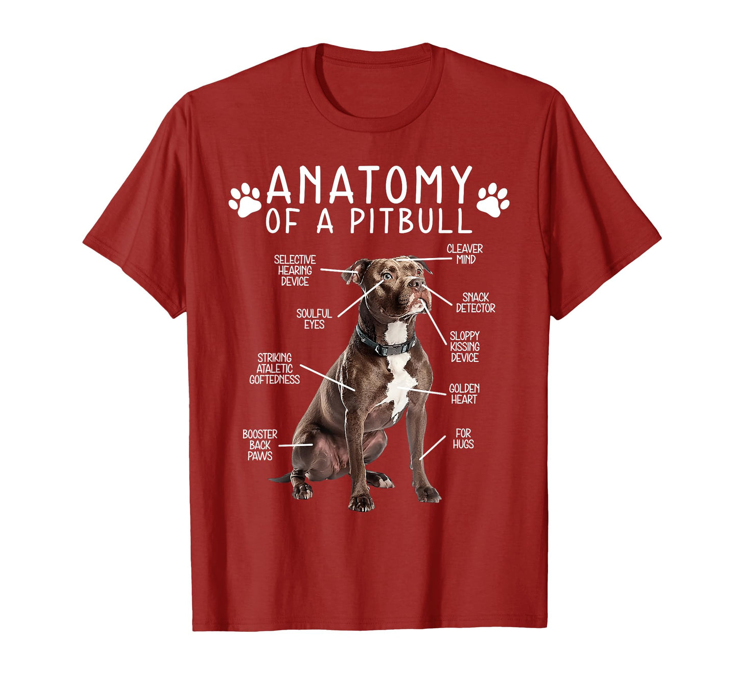 Anatomy Of A Pitbull Funny Dog Lover Humor Quote T-Shirt