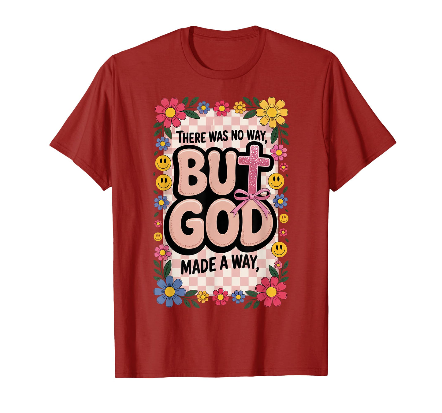 But God Pink Christian Floral Bow Teen Girls Scripture Woman T-Shirt