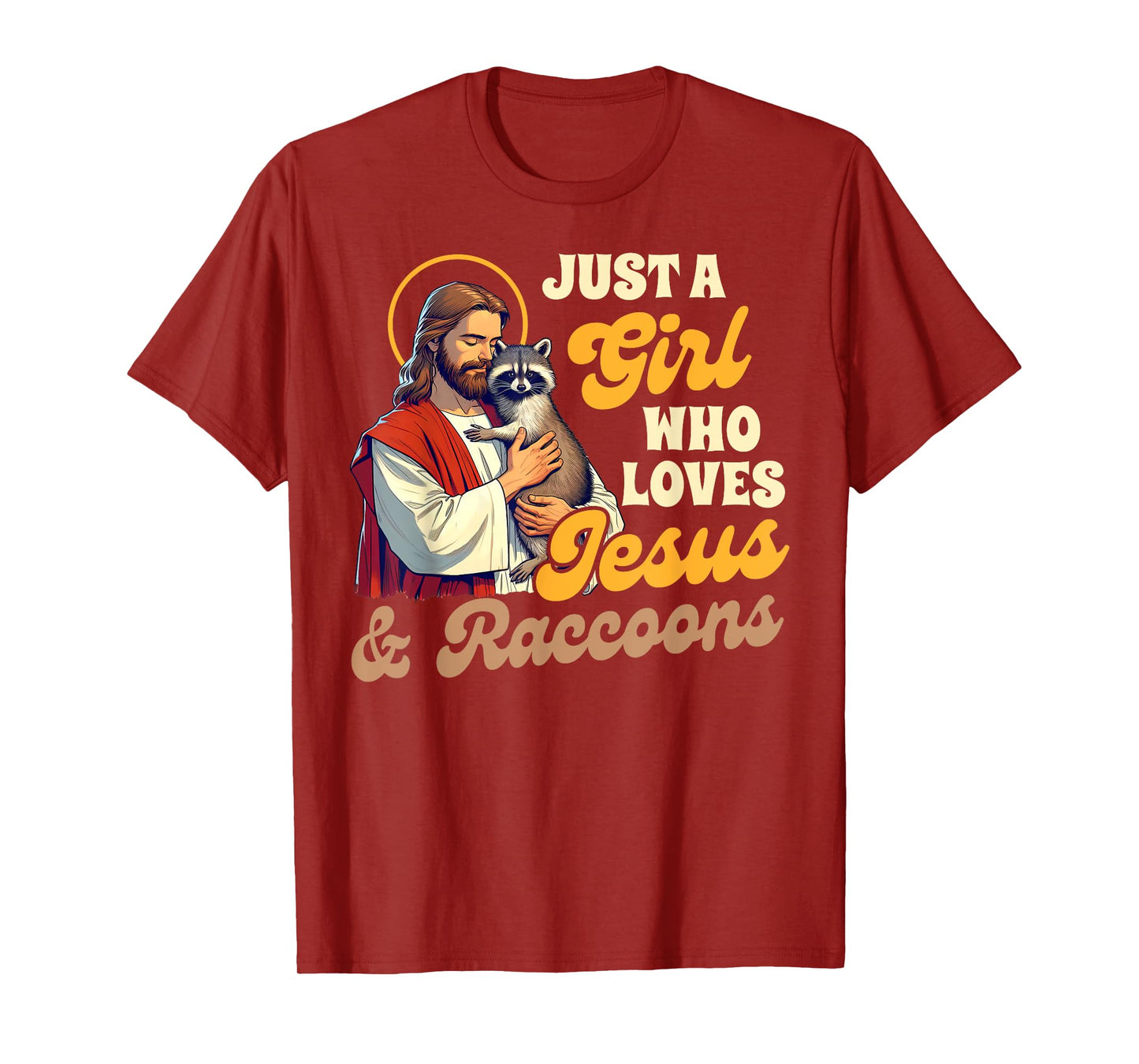 Christian Racoon Trash Panda A Girl Loves Jesus & Raccoons T-Shirt