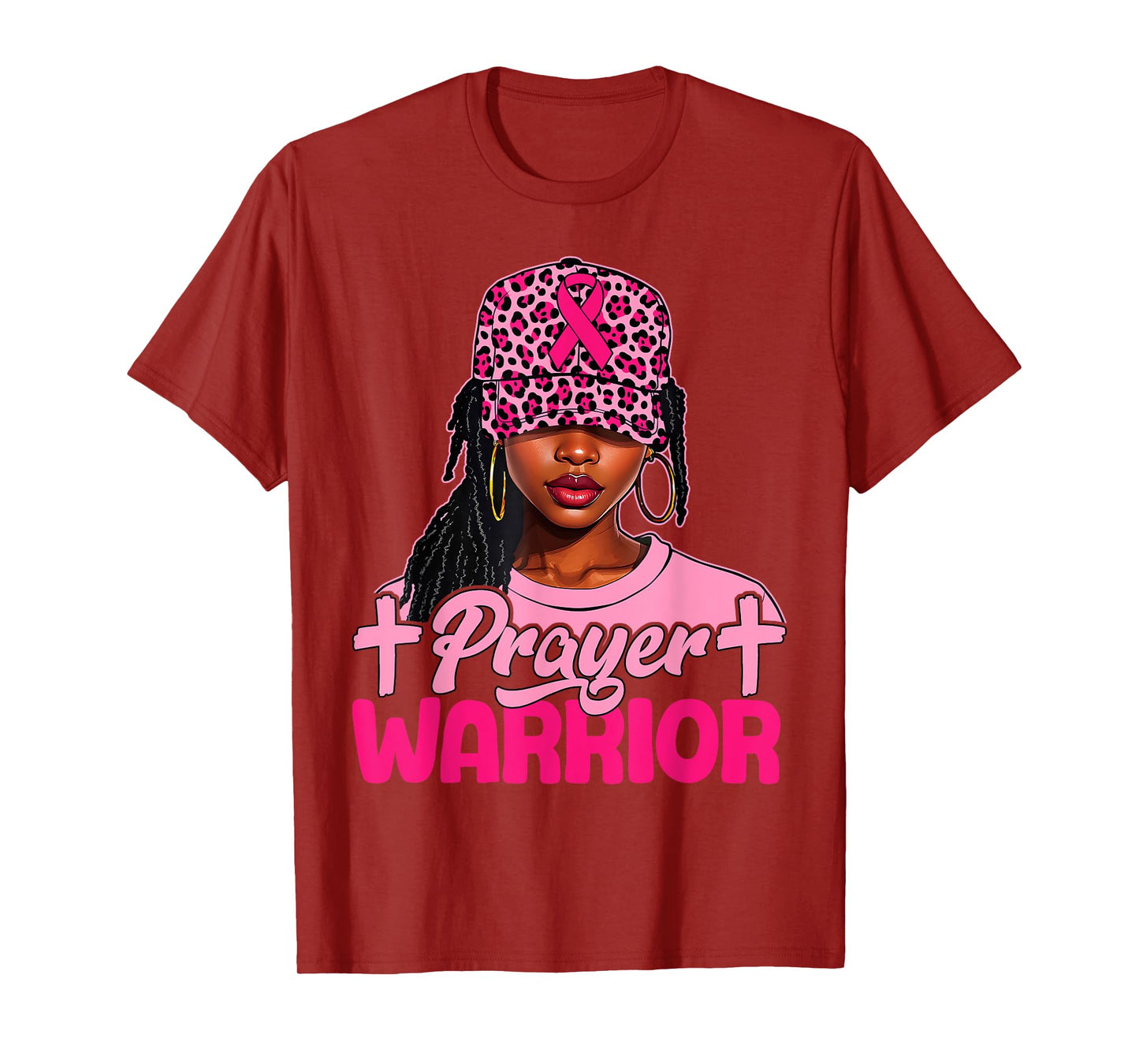 Prayer Warrior Black Women Afro Christian Breast Cancer T-Shirt