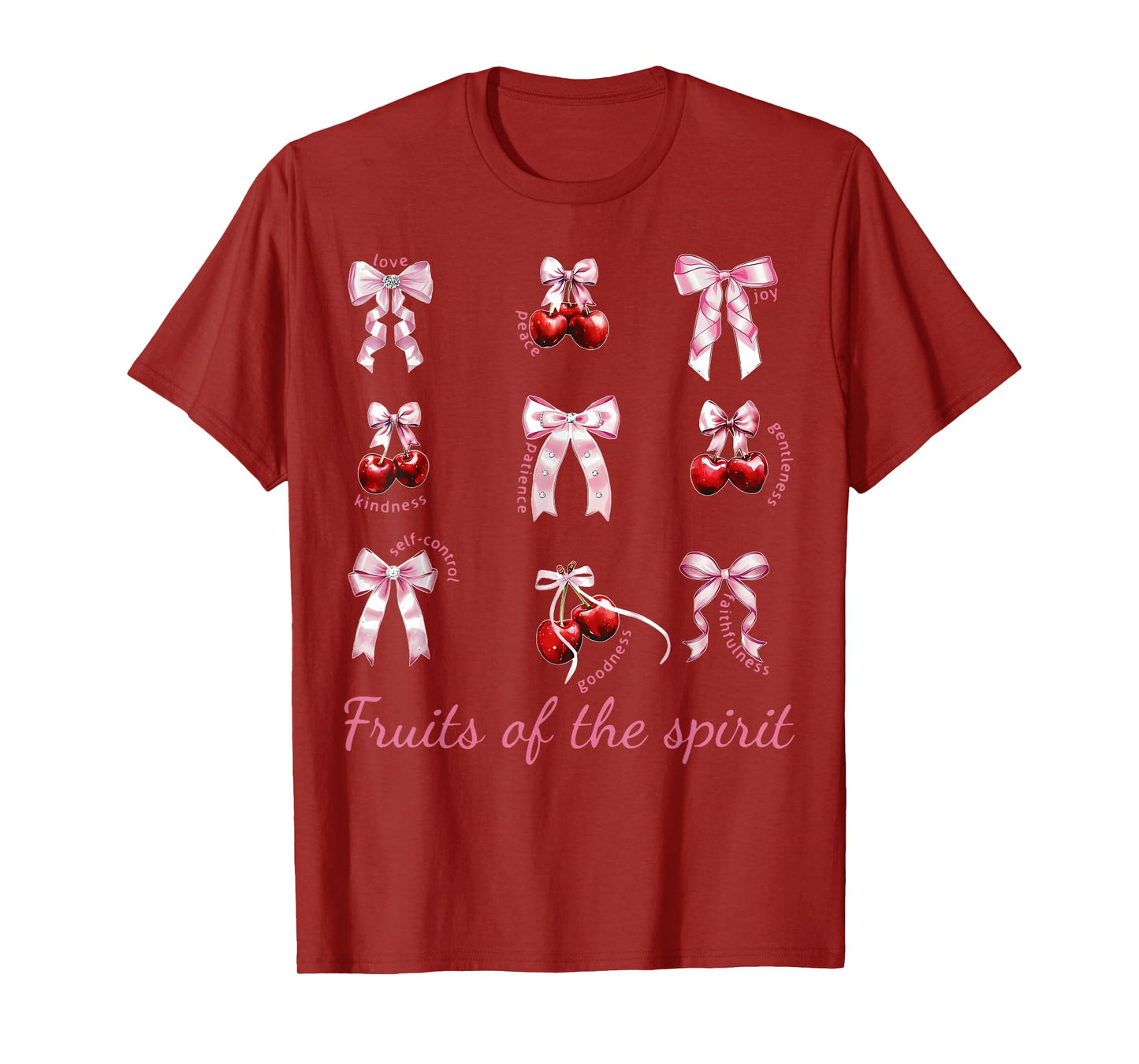 Fruit Of The Spirit Bow Coquette Cherry Christian Bible T-Shirt