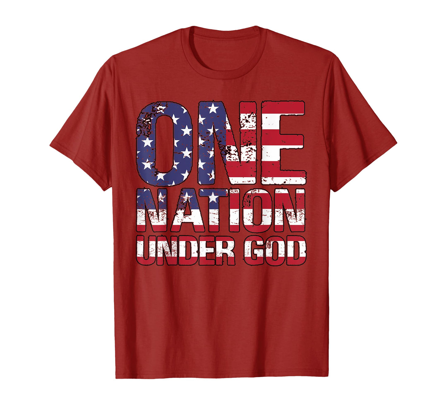 ONE NATION UNDER GOD Flag 4th Of July Patriotic Christian T-Shirt