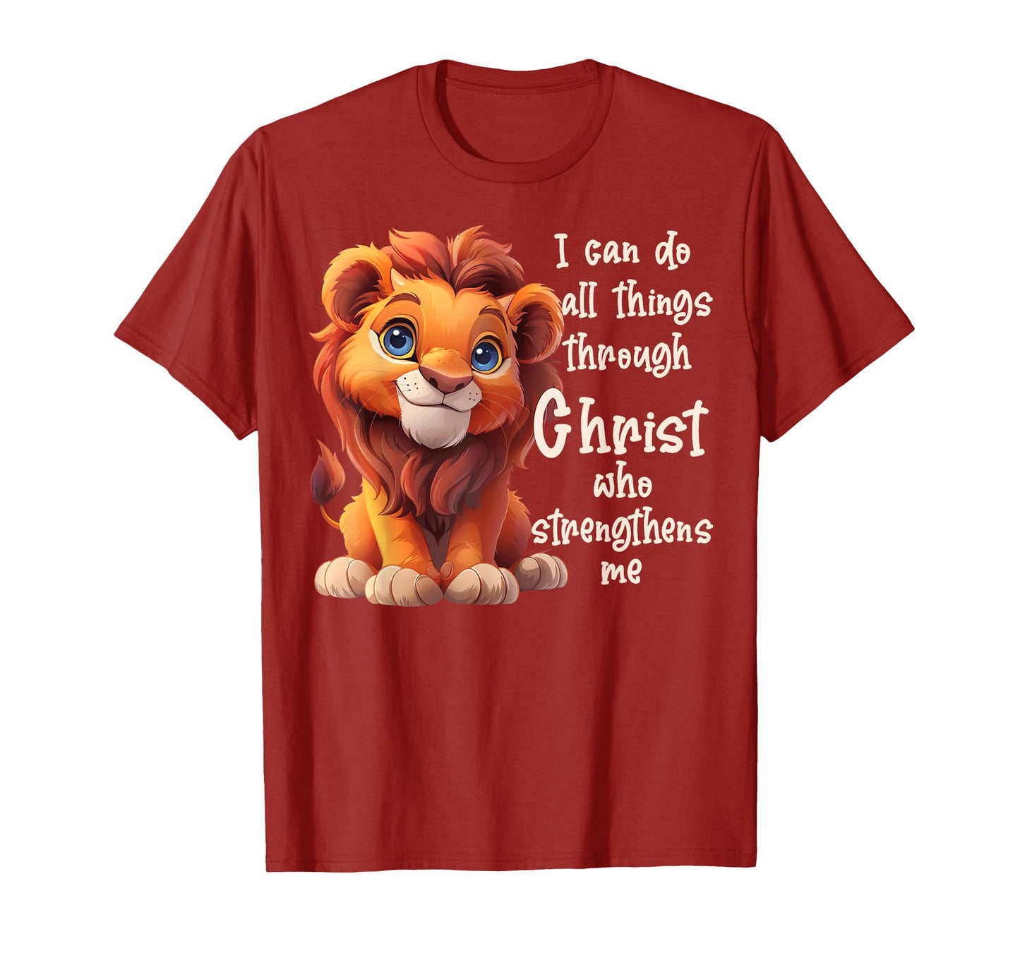 Kids I Can Do All Things Through Christ Cute Lion Cub T-Shirt