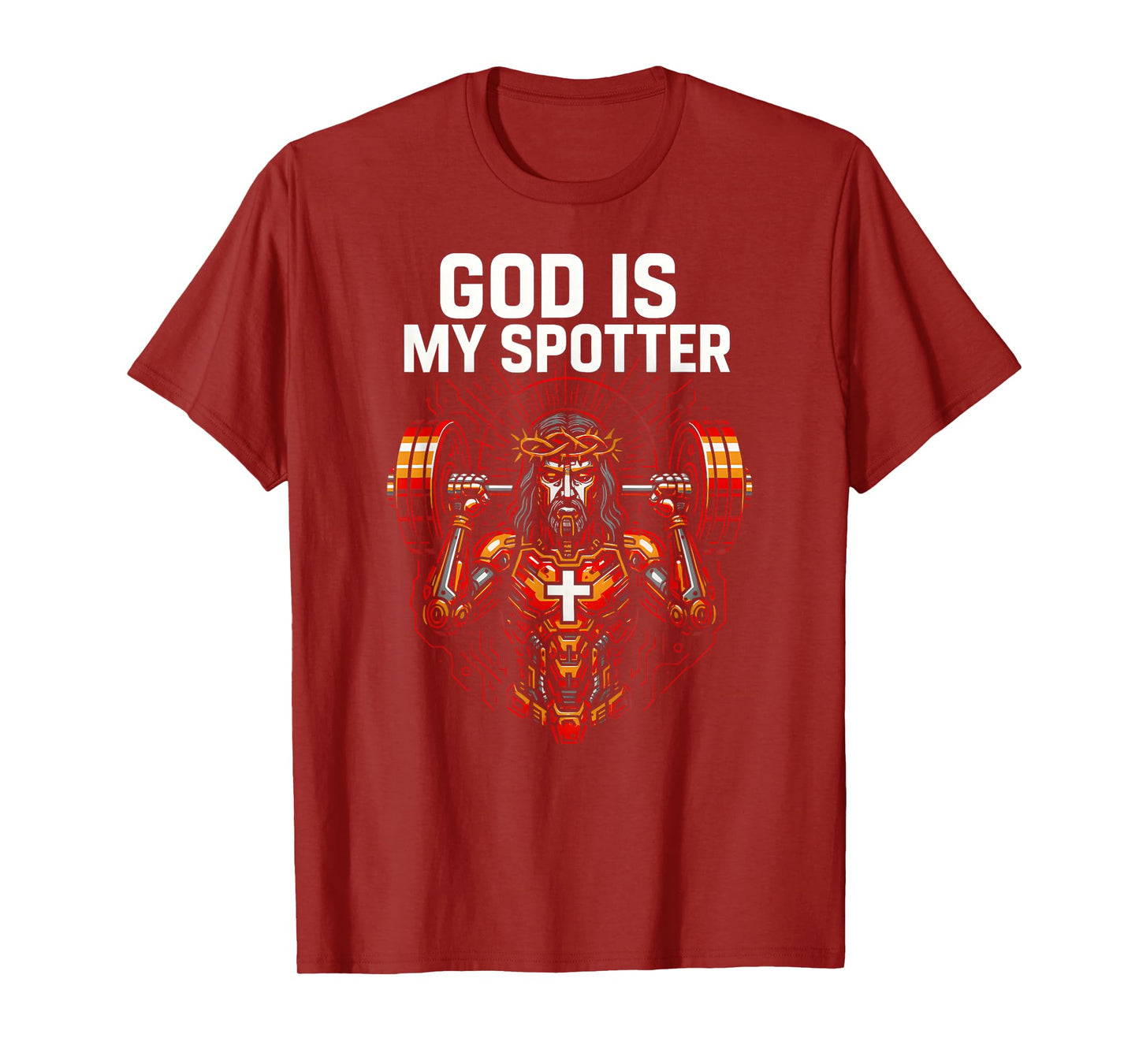 Christian Fitness God is My Spotter Cool Mens Religious T-Shirt