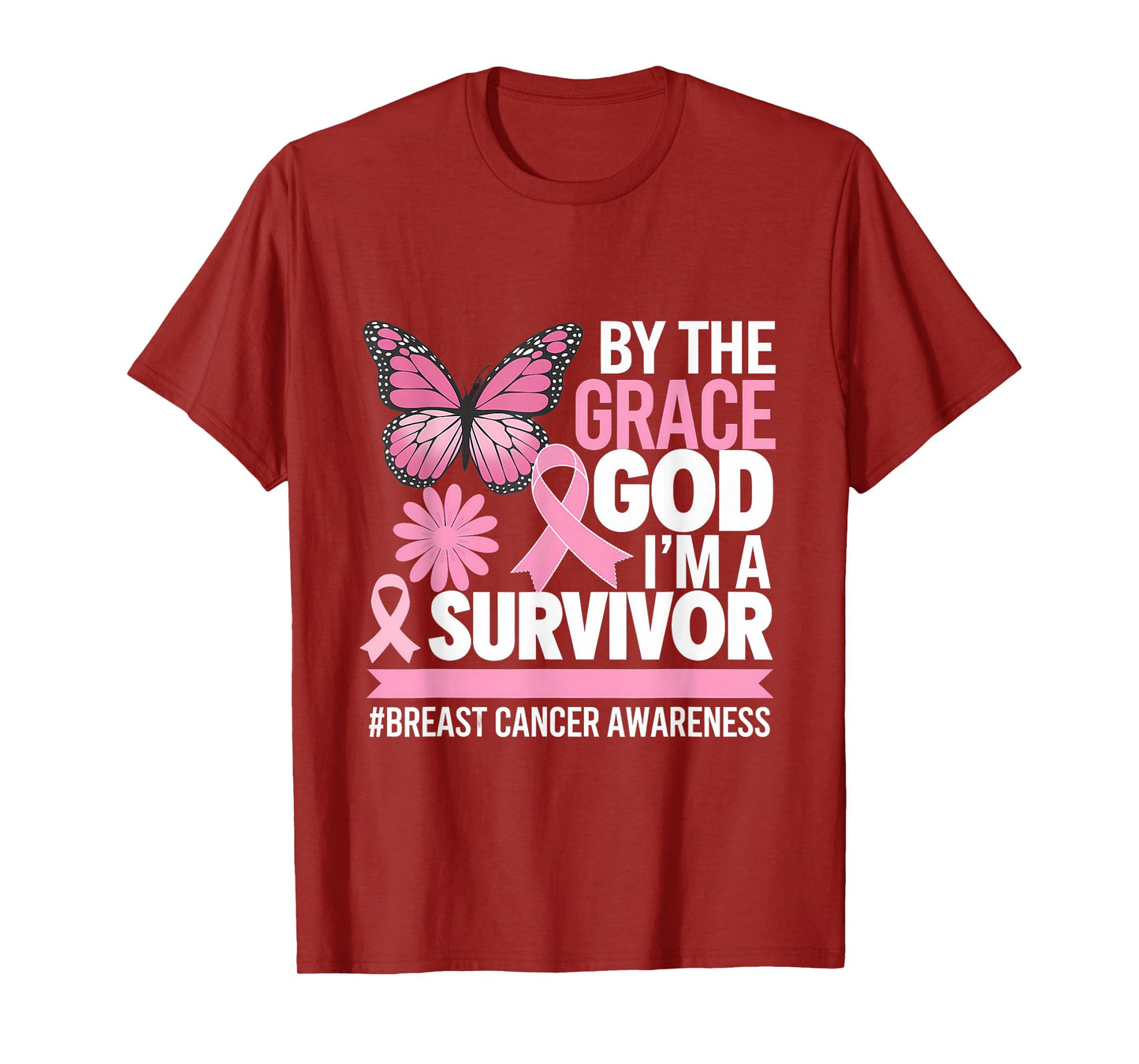 Breast Cancer Awareness Pink Ribbon By The Grace God T-Shirt