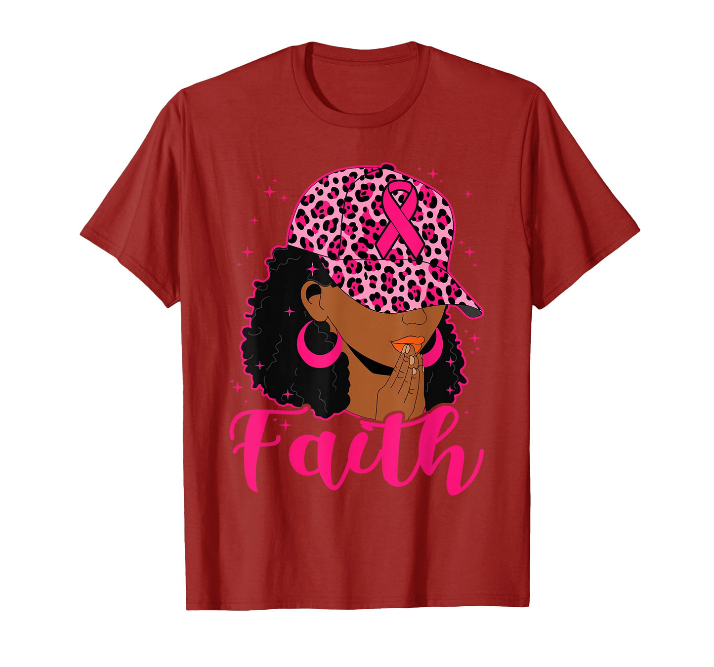 Faith Black Women Afro Christian Breast Cancer Awareness T-Shirt