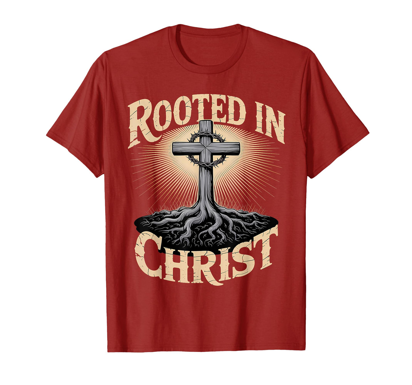 Rooted in Christ Christian Faith Jesus Cross T-Shirt