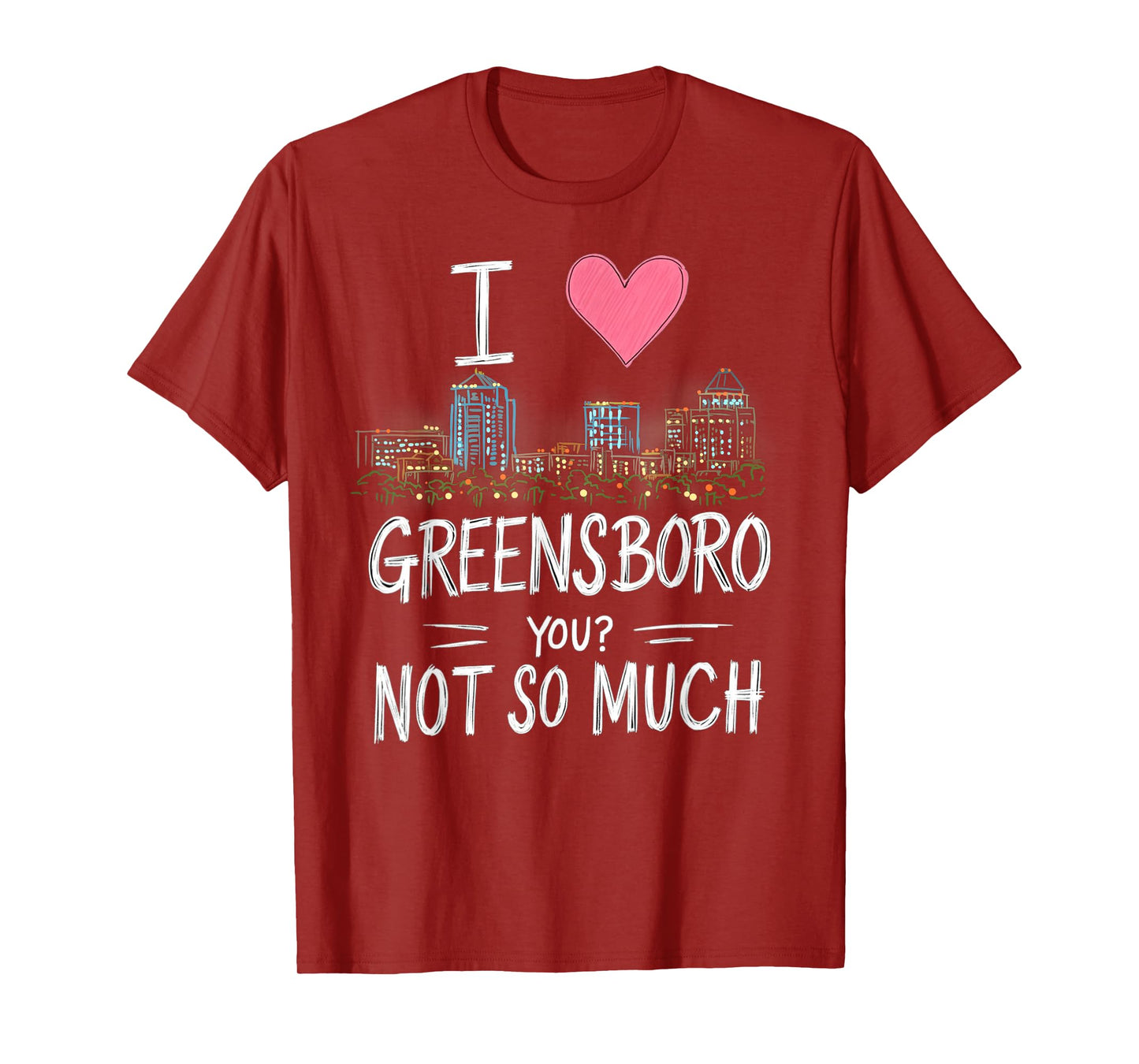 Funny Greensboro North Carolina Night Skyline Vintage T-Shirt