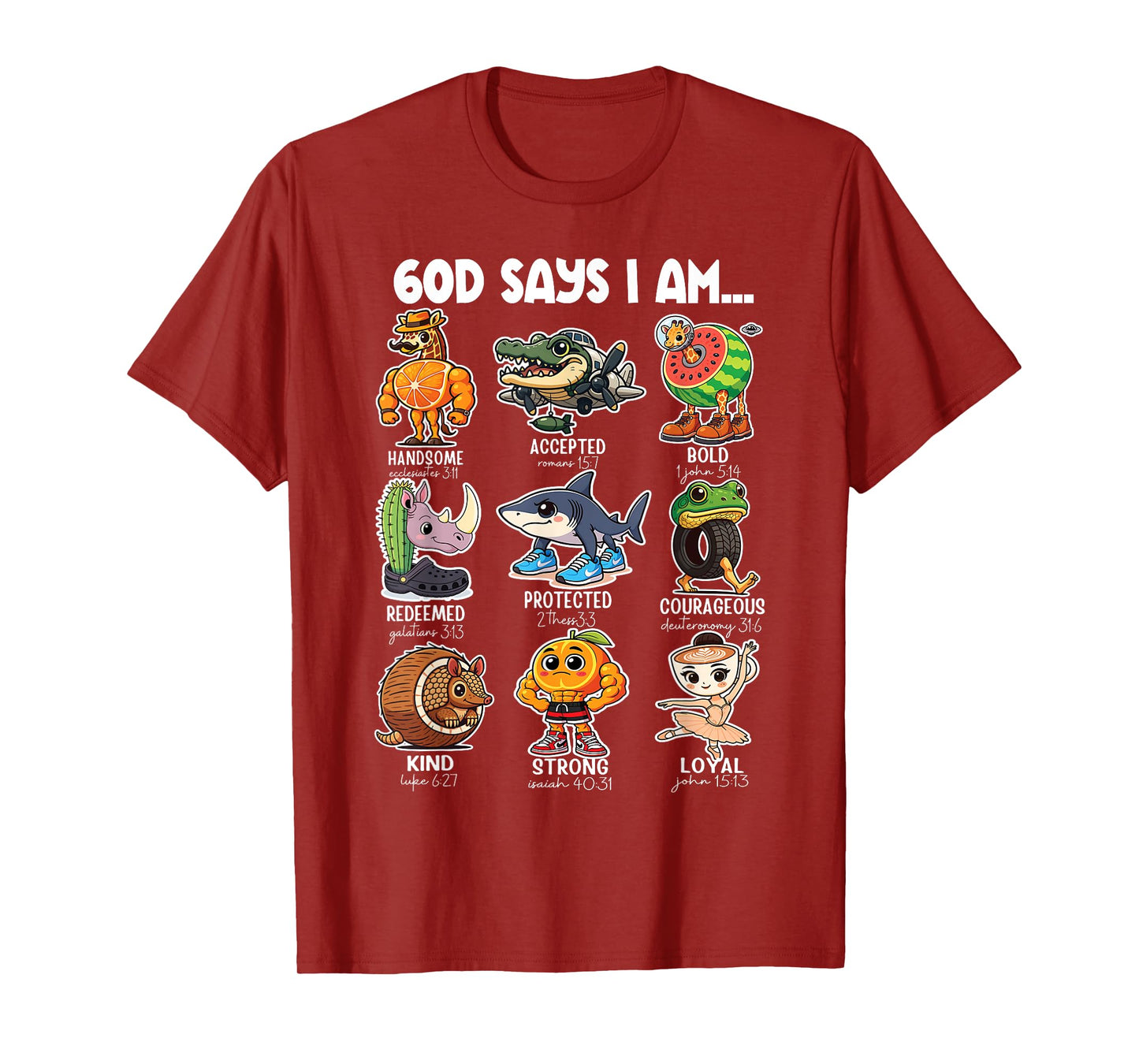 God Says I Am Italian Brainrot Cartoon Funny Christian Kids T-Shirt
