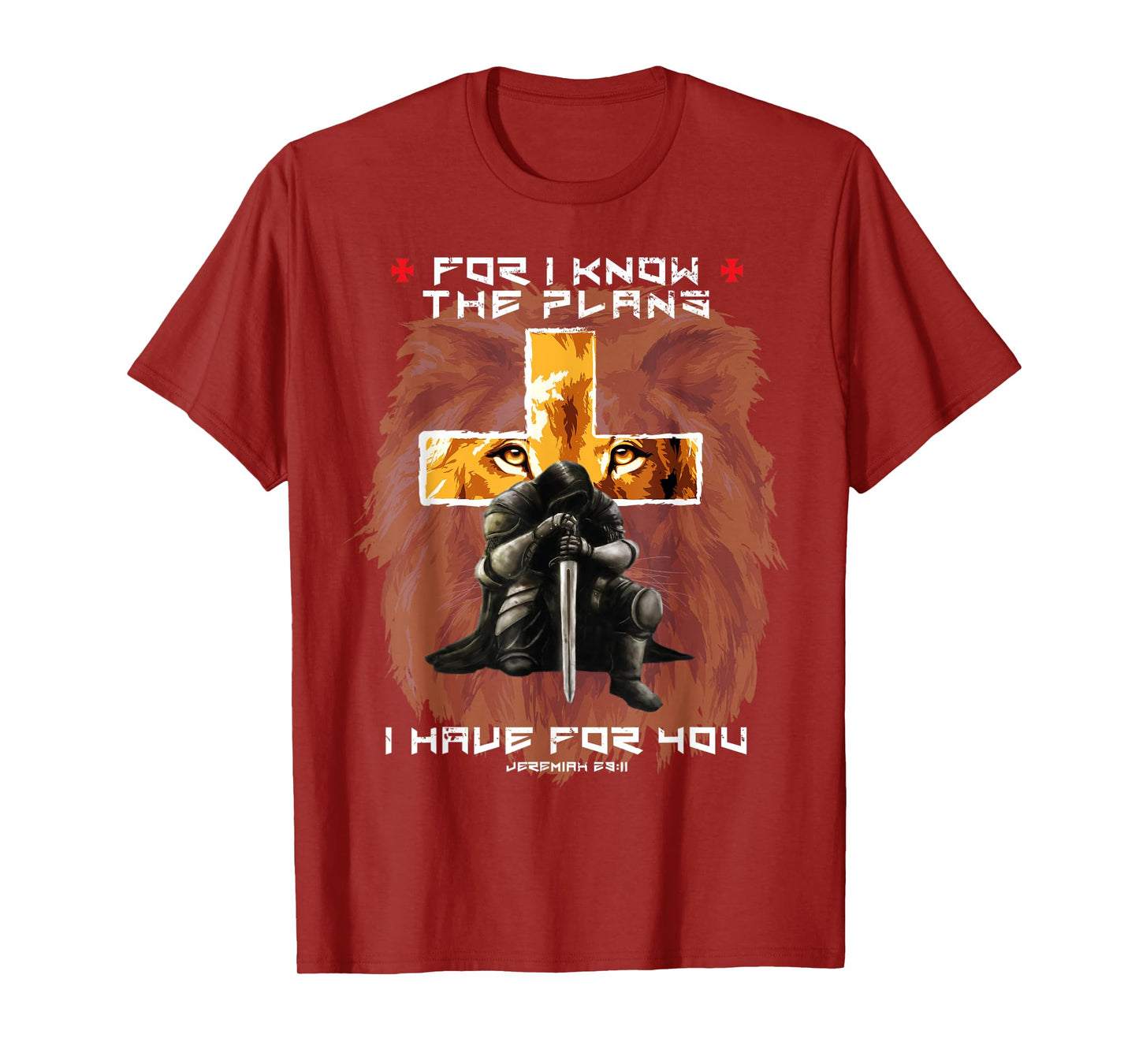 Jeremiah 29:11 Prayer Warrior Christian Cross Lion Graphic T-Shirt