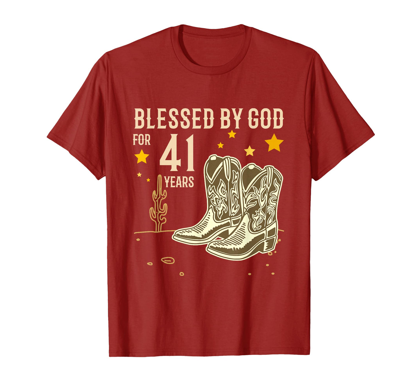 Vintage Blessed by God for 41 Years Cowboy 41st Birthday Men T-Shirt